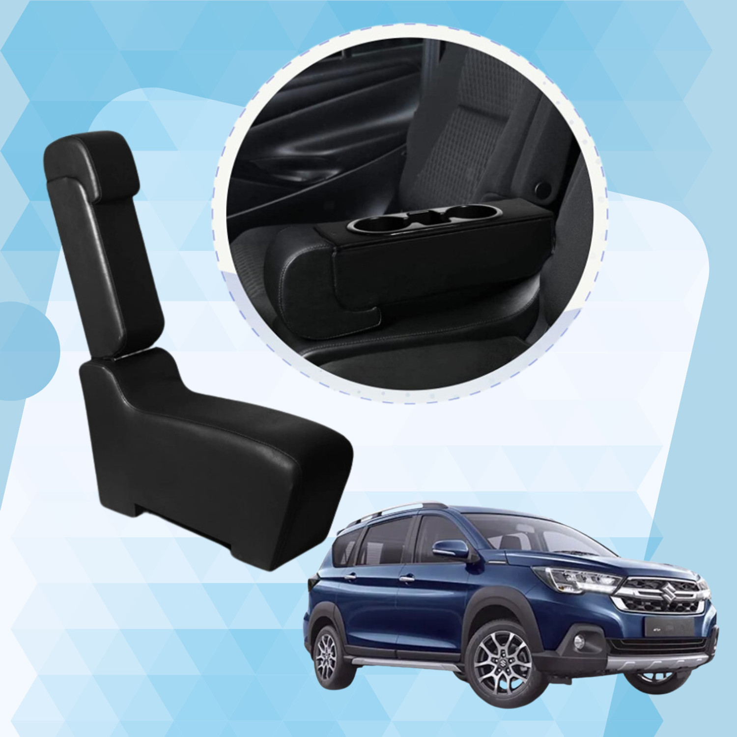 Image of PABLA ENTERPRISES Wooden Car Center Armrest Console Cum External Seat for Maruti Suzuki NEXA XL6 Car Armrest