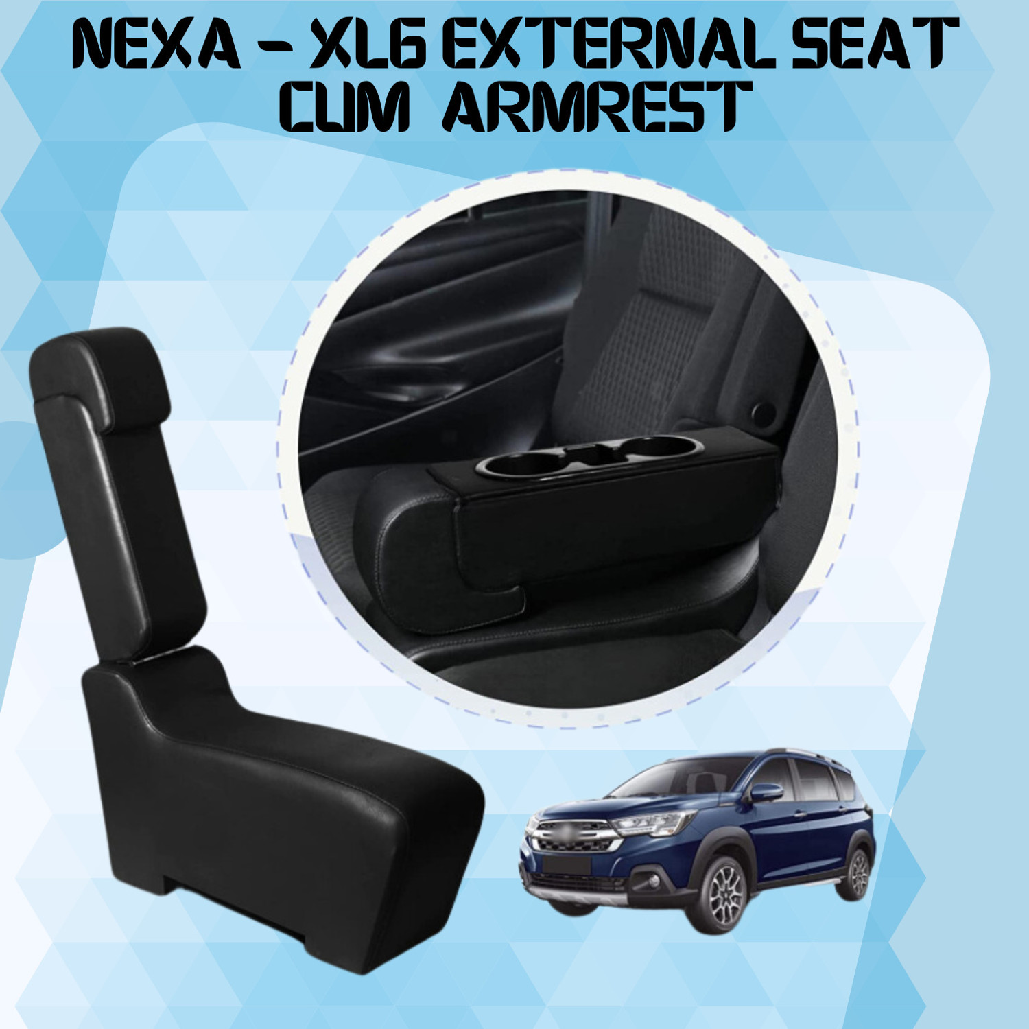 Image of PABLA ENTERPRISES Wooden Car Center Armrest Console Cum External Seat for Maruti Suzuki NEXA XL6 Car Armrest