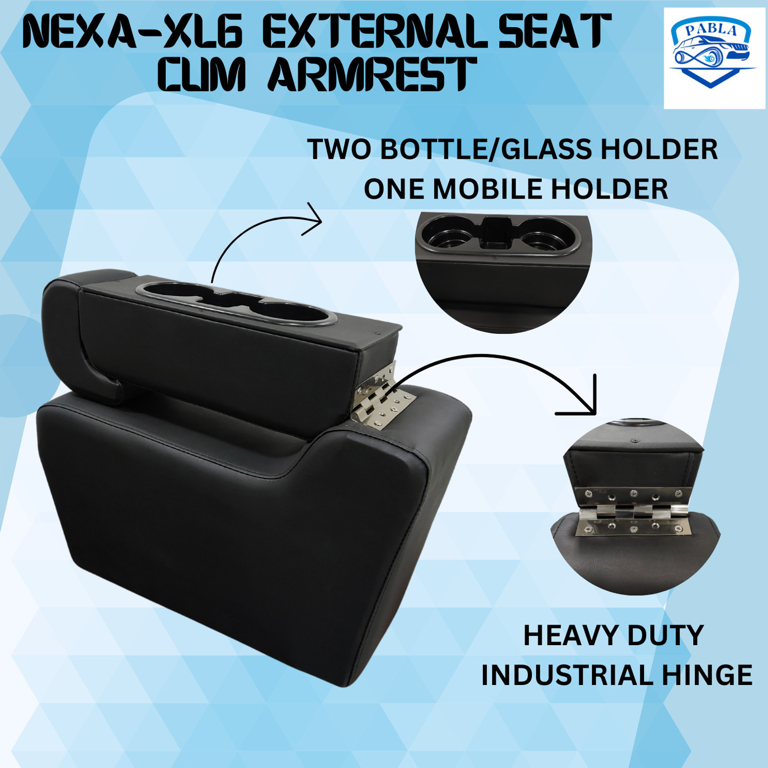 Image of PABLA ENTERPRISES Wooden Car Center Armrest Console Cum External Seat for Maruti Suzuki NEXA XL6 Car Armrest