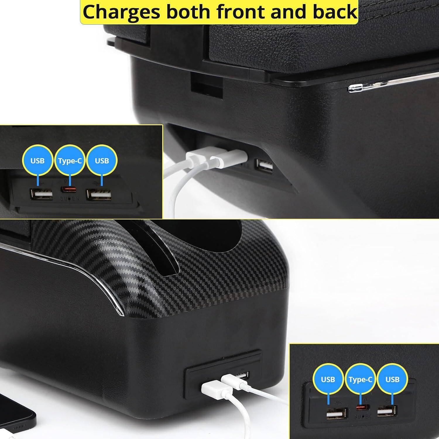 Oshotto Car Armrest with USB & Type-C Ports - Image 3