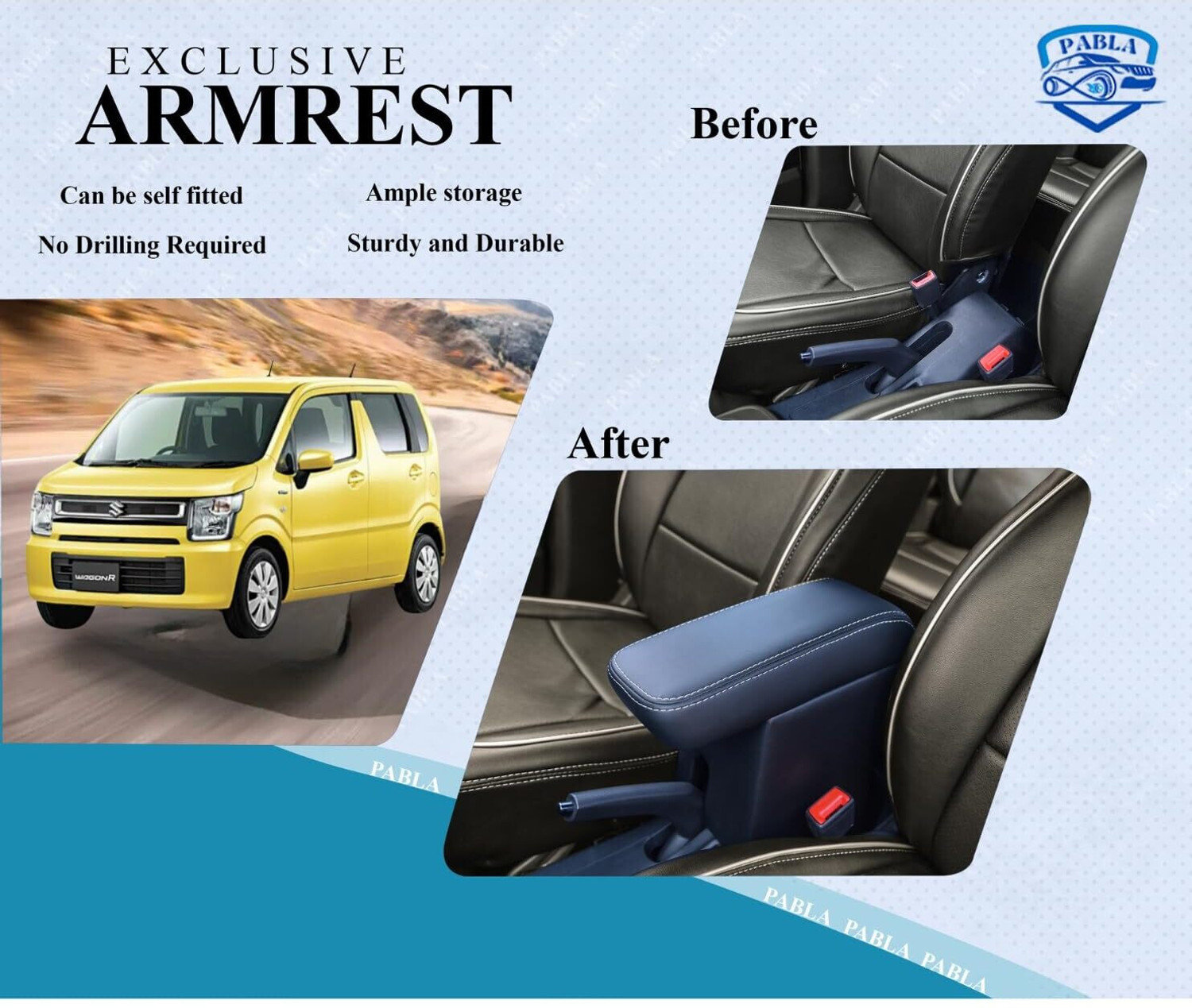 Image of PABLA ENTERPRISES HighEnd Car Armrest with Storage Wagon-R 2019-2024 Models And Maruti S-Presso Car Armrest