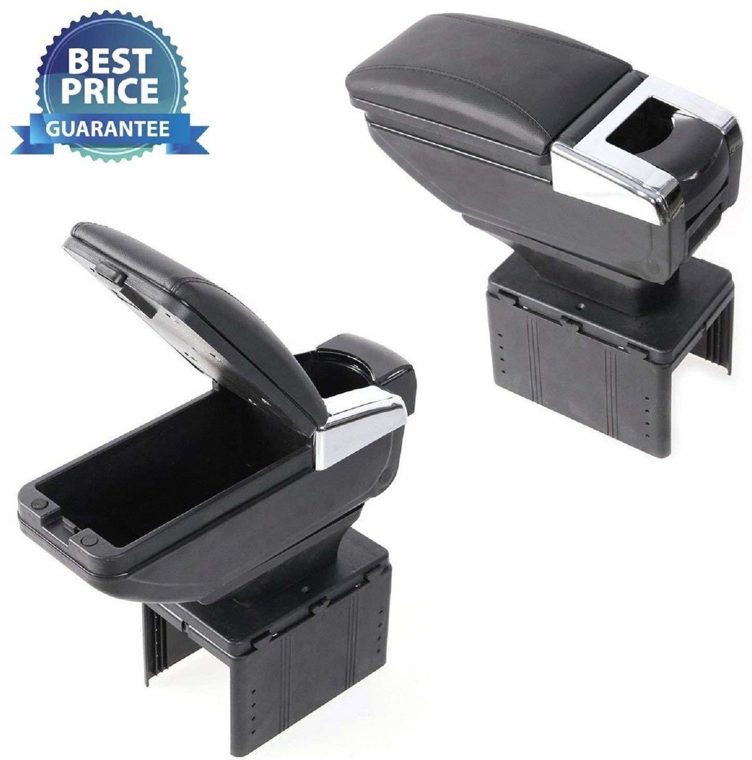 Image of Air Wink Universal Leather Car Armrest Console Storage Box with Cup Holder Car Armrest