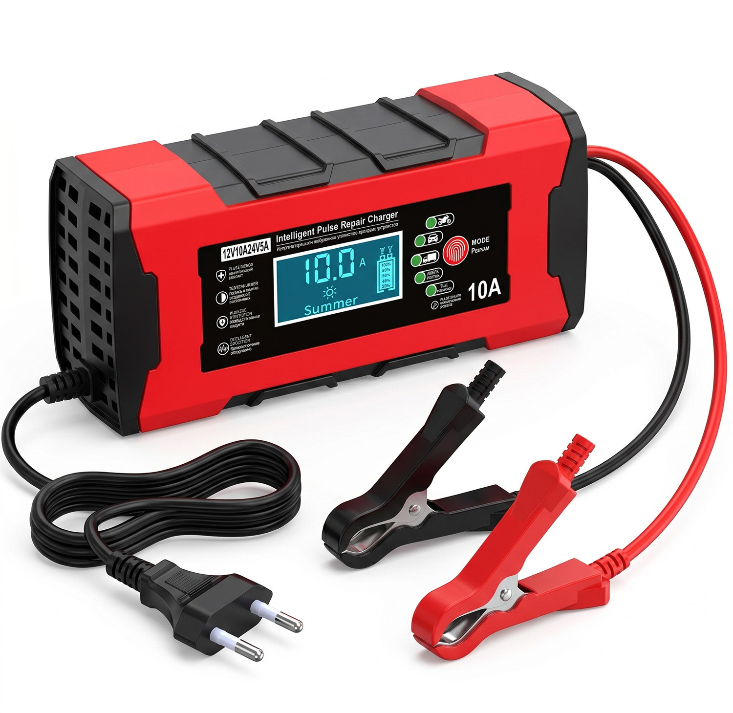 Image of inveXo 10-A 12V 24V Smart Car Battery Charger Bike Truck Trickle Charger 120 Ah Battery for All Vehicles