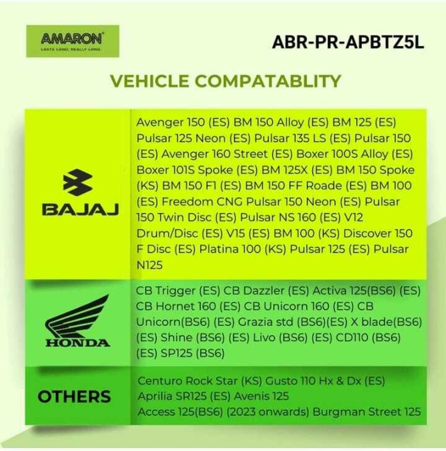 Image of Amron AMARON PRO Bike Rider 2 Wheeler Battery - APBTZ5L (ABR-PR-APBTZ5L) 5 Ah Battery for Bike