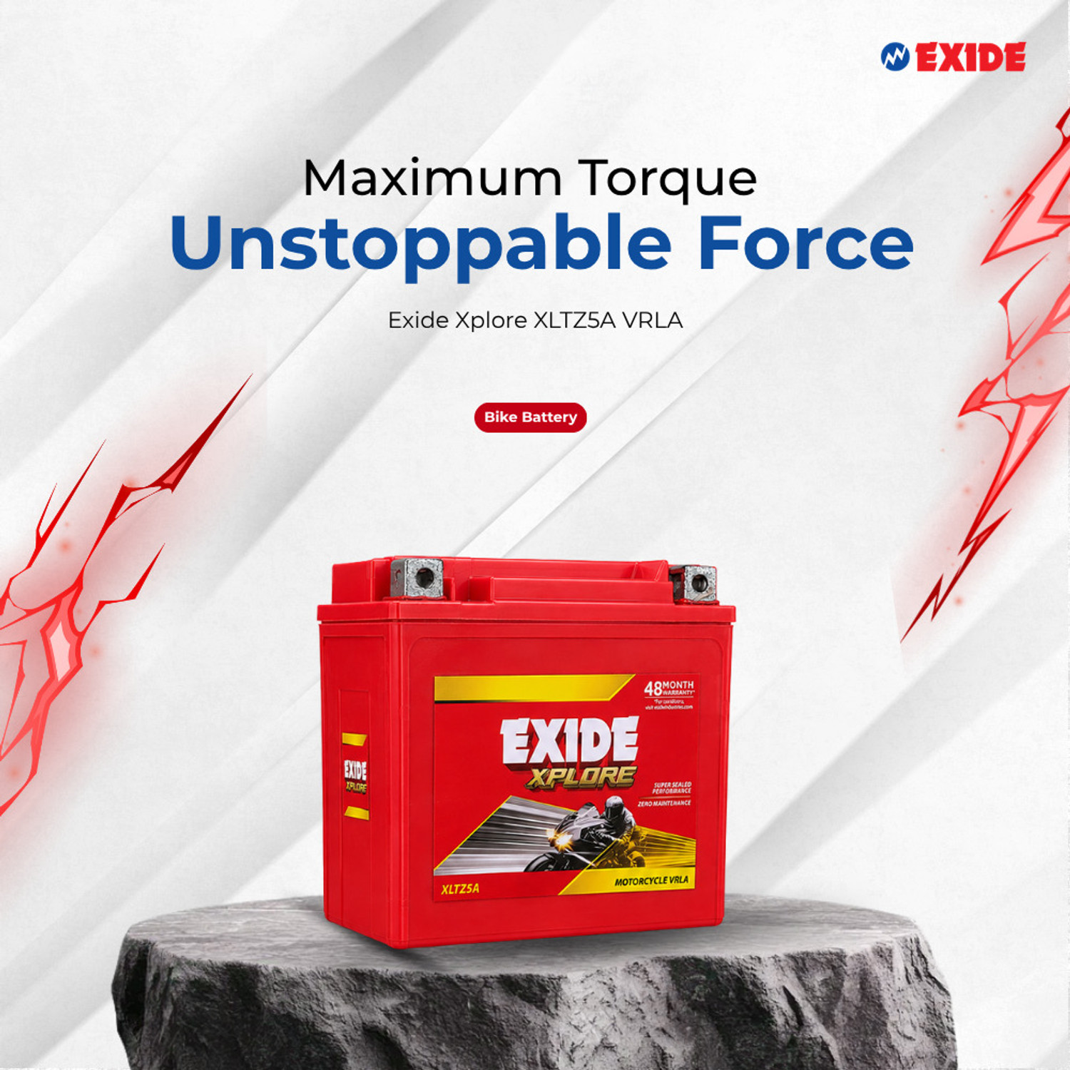 Image of EXIDE EXIDEBATTERY XLTZ5A 5AH 5 Ah Battery for Bike