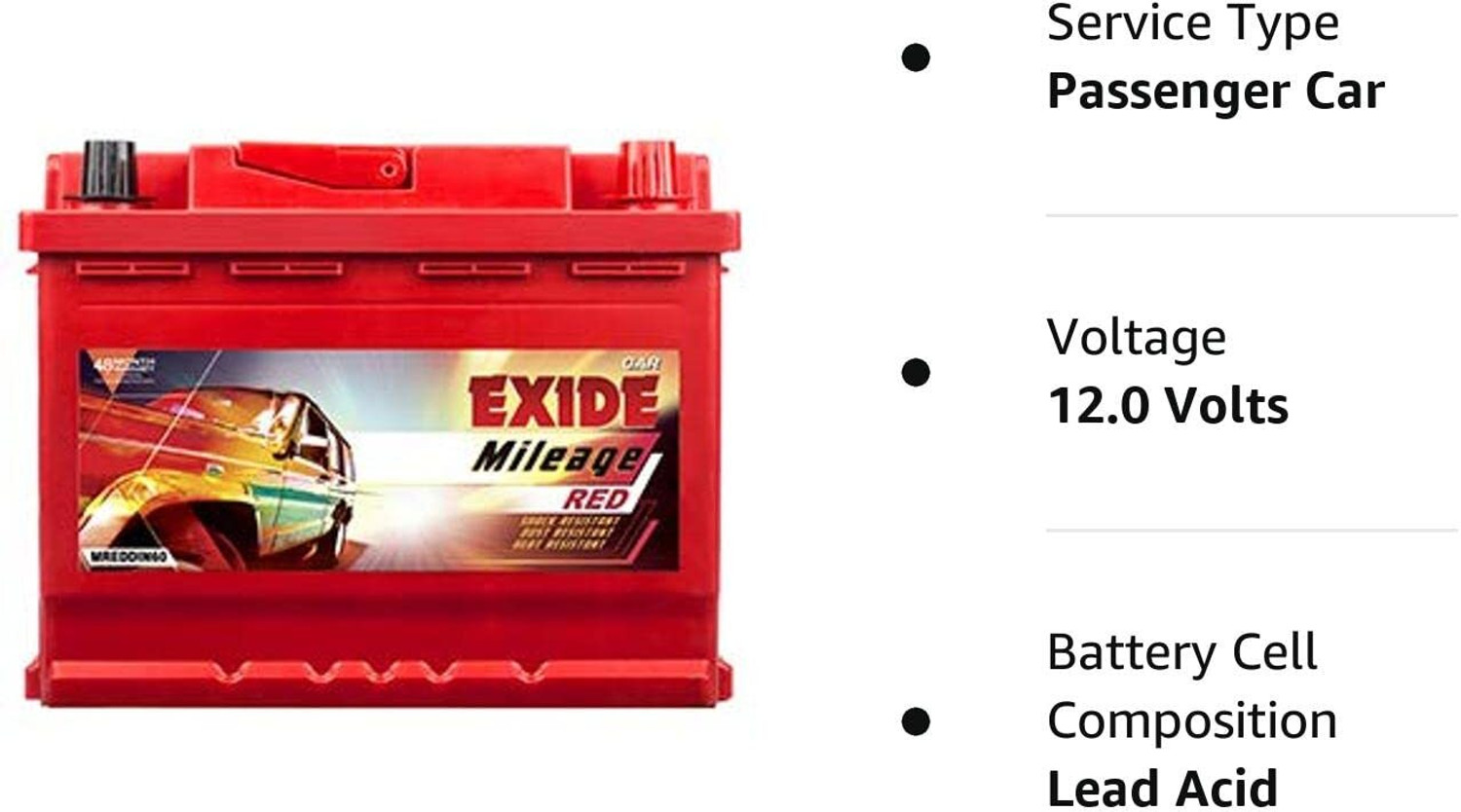 Image of EXIDE MILEAGE MLDIN60 60 AH Battery 60 Ah Battery for Car