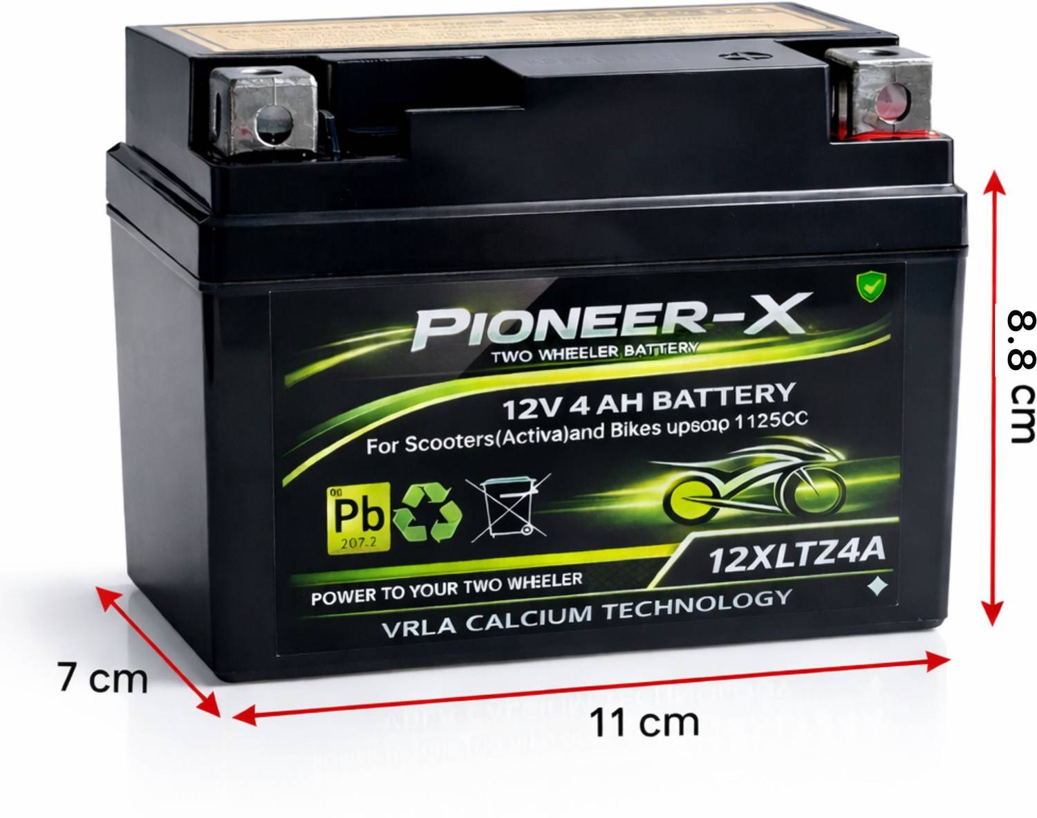 Pioneer-x XLTZ4-4LB 4Ah Battery for Scooters, Bikes up to 125CC - Image 2