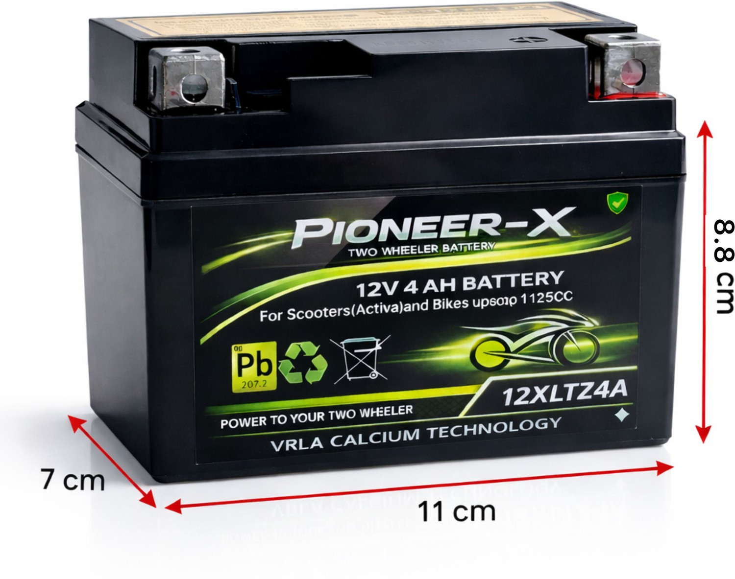 Image of Pioneer-x XLTZ4-4LB battery for self start Scooter and Bikes upto 125CC 4 Ah Battery for Bike