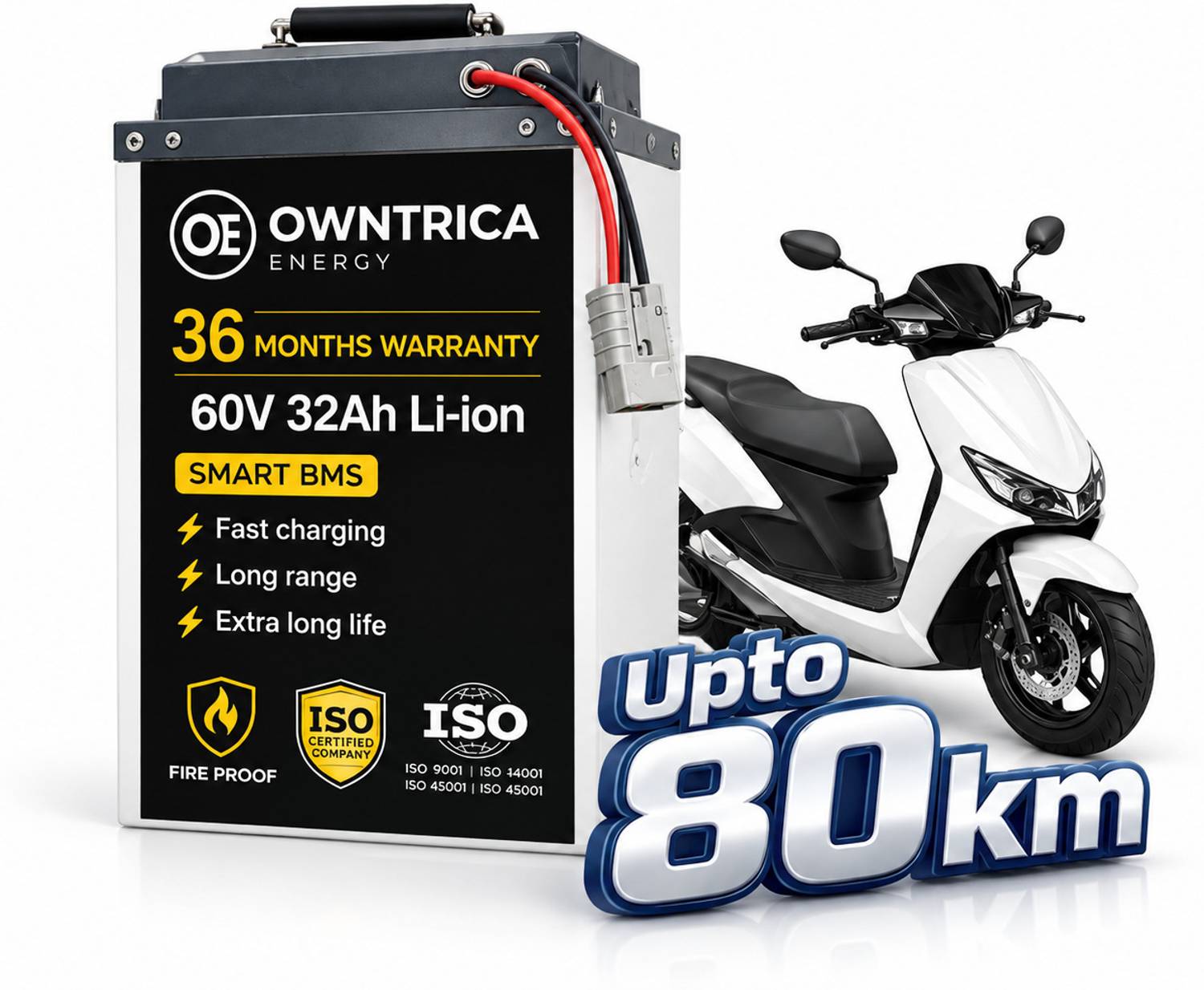 owntrica energy 60V 32Ah Lithium Battery for Electric Two Wheelers - Image 3