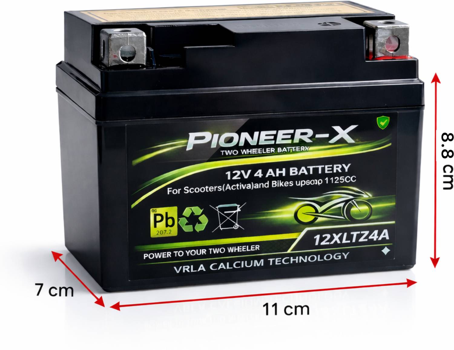 Pioneer-x 12V 4Ah Bike Battery for Activa - Image 2