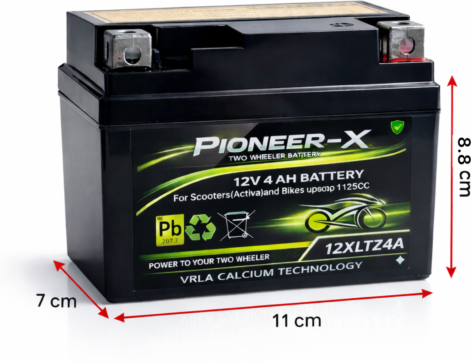 Image of Pioneer-x 12 volt 4 ah bike battery for activa|SELF START bikes upto 125CC 4 Ah Battery for Bike