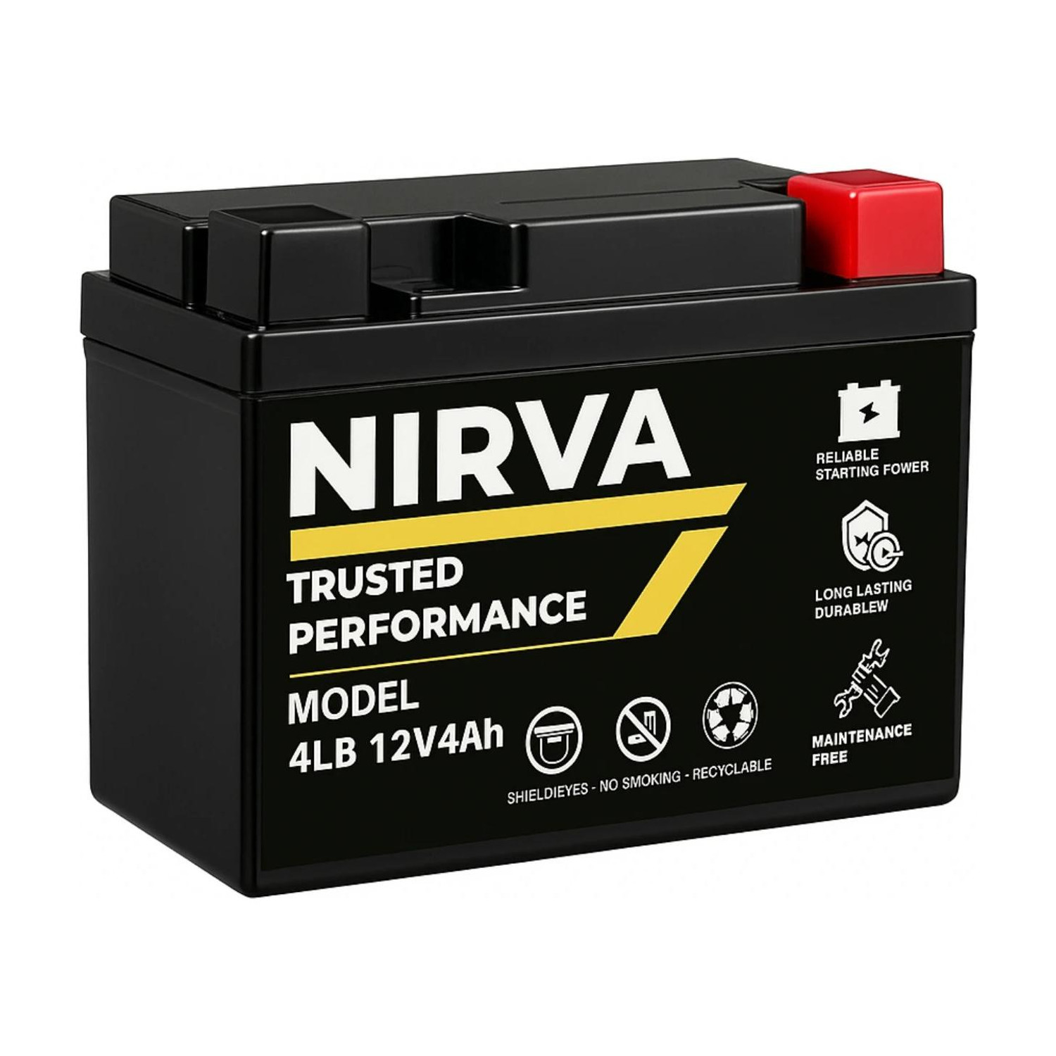 Image of Nirva NRX-4LB 12V 4Ah VRLA Rechargeable Maintenance Free, Leak Proof, Long-Life 4 Ah Battery for Bike