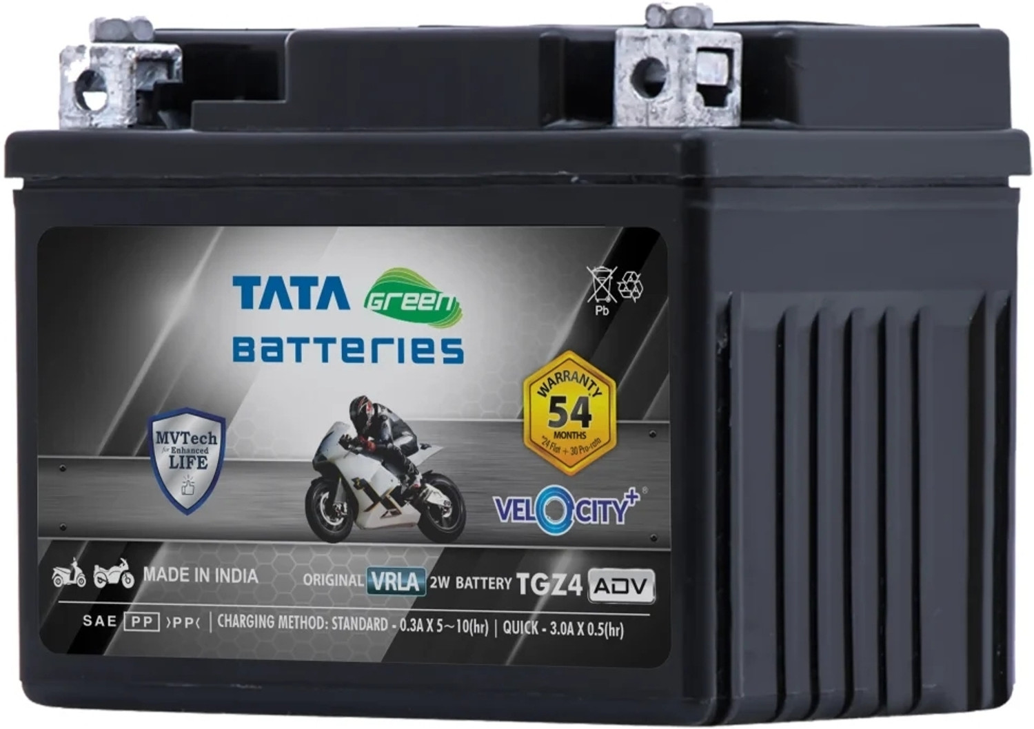 Image of Tata Green Battery TGZ4 ADV / YTZ4 4 Ah Battery for Bike