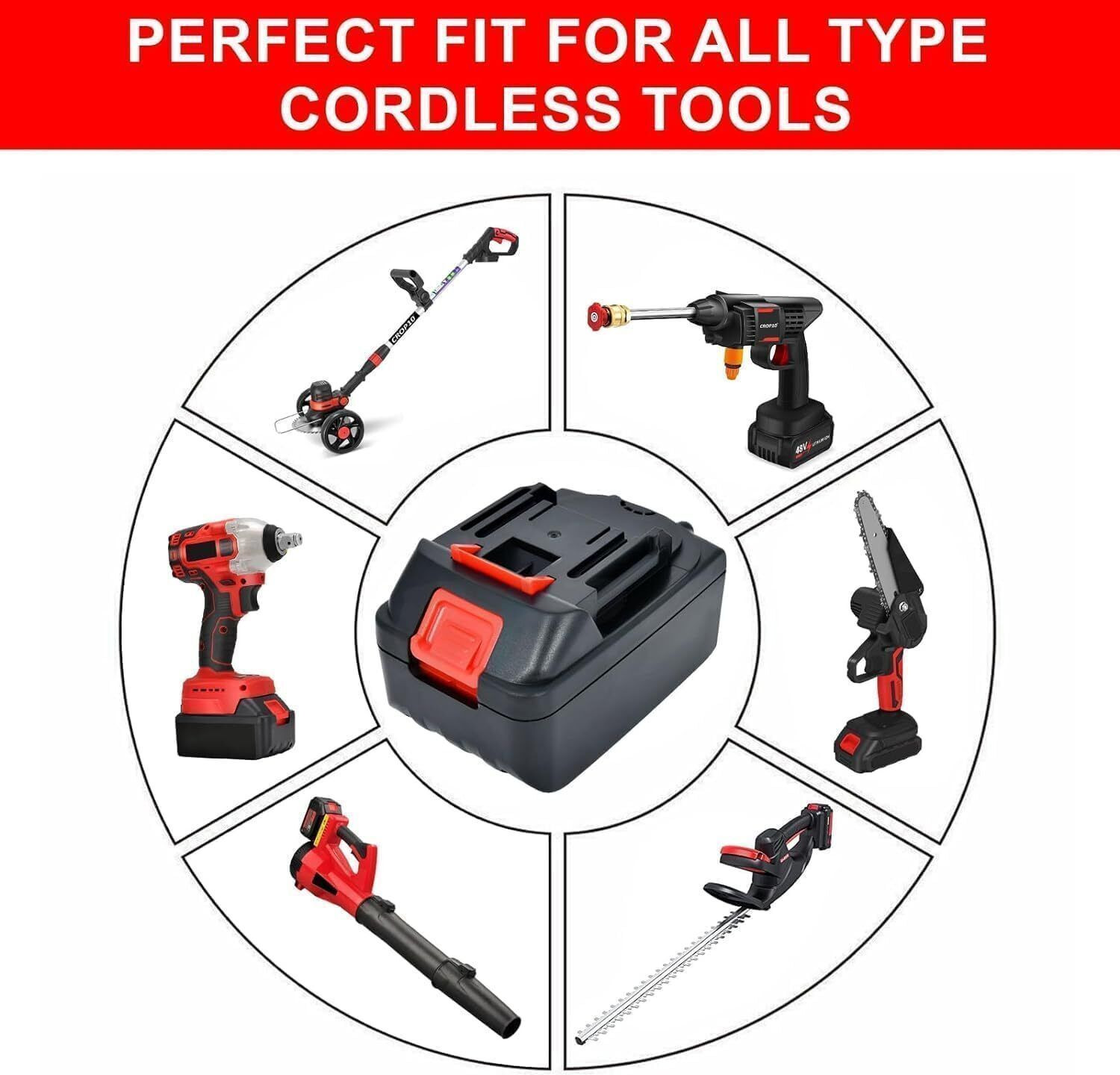 Image of Calldrishe 48V Lithium-Ion Battery with Charger Rechargeable 48V Power Tool Battery Pack 1 Ah Battery for All Vehicles