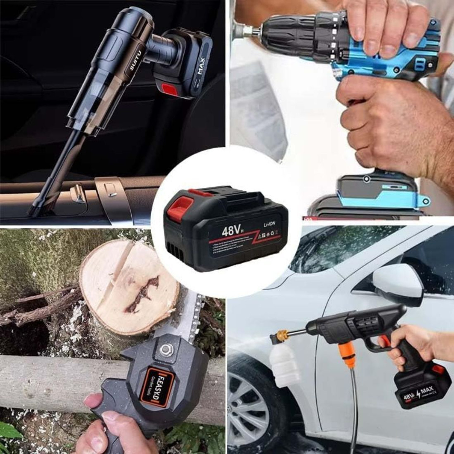 Image of Calldrishe 48V Lithium-Ion Battery with Charger Rechargeable 48V Power Tool Battery Pack 1 Ah Battery for All Vehicles