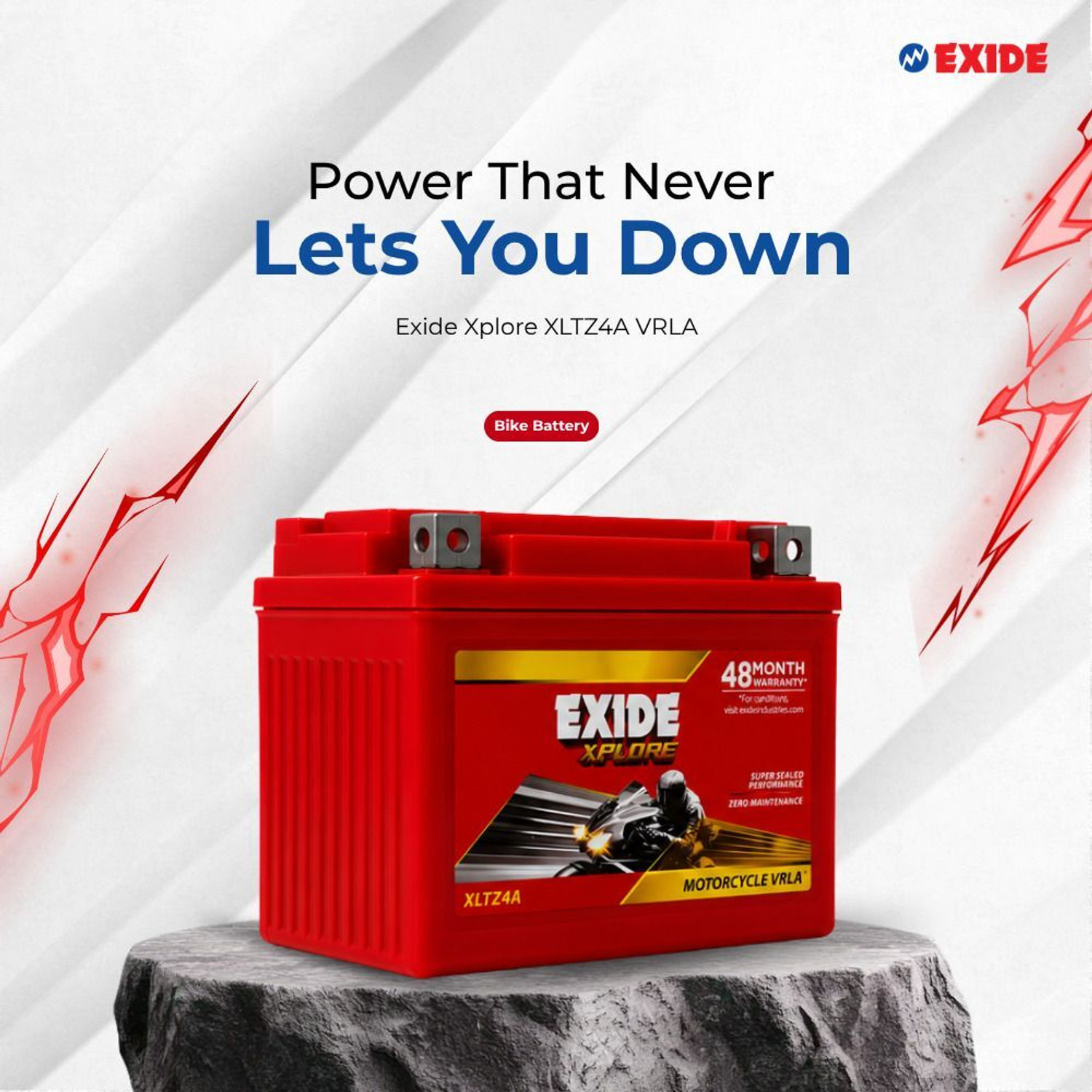 Image of EXIDE with Doorstep Installation EX-12XL5L-B 4 Ah Battery for Bike