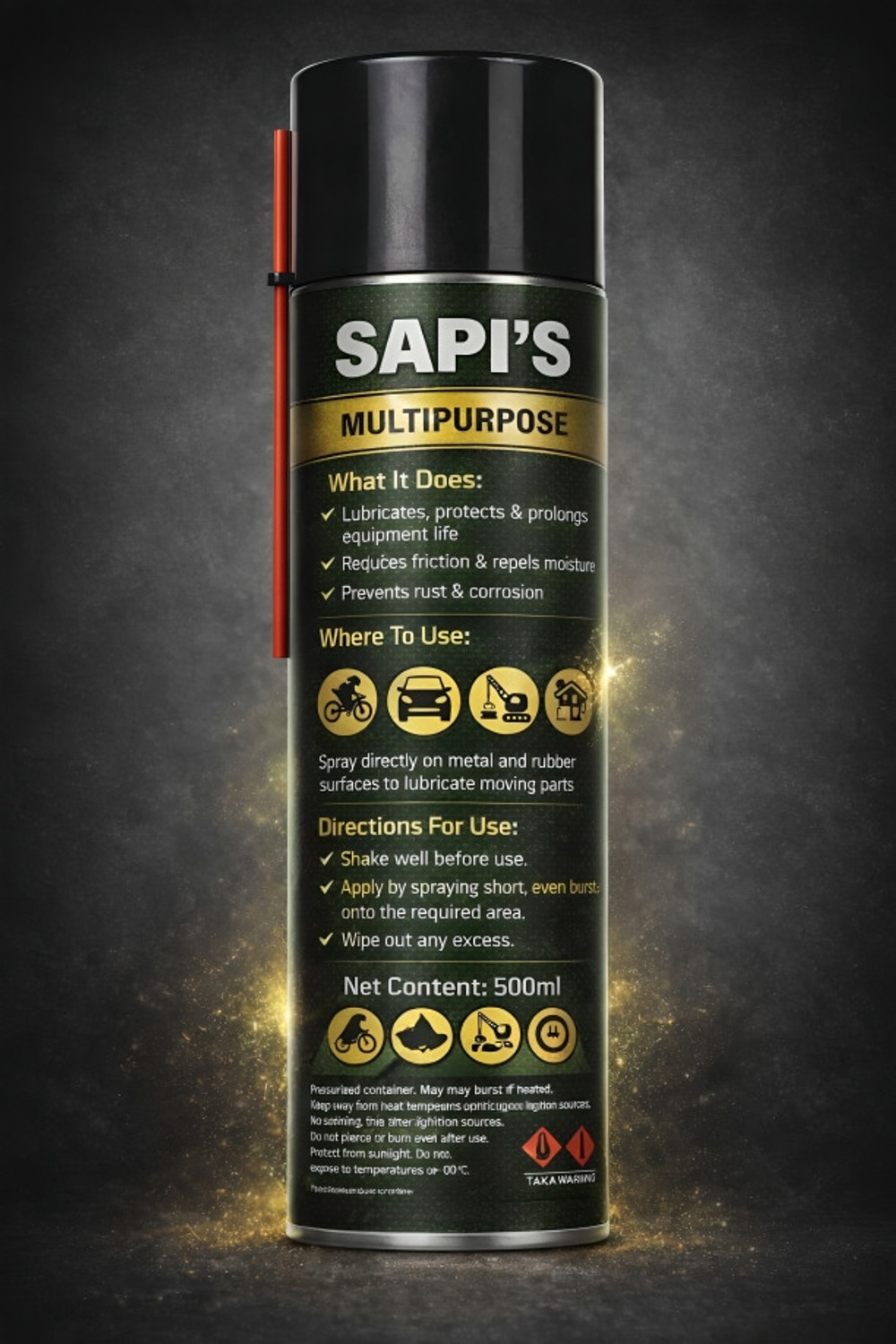 Image of SAPI'S SapiS Silicone Lubricant Spray 500 ml for Doors, Locks & Vehicles Vehicle Brake Cleaner