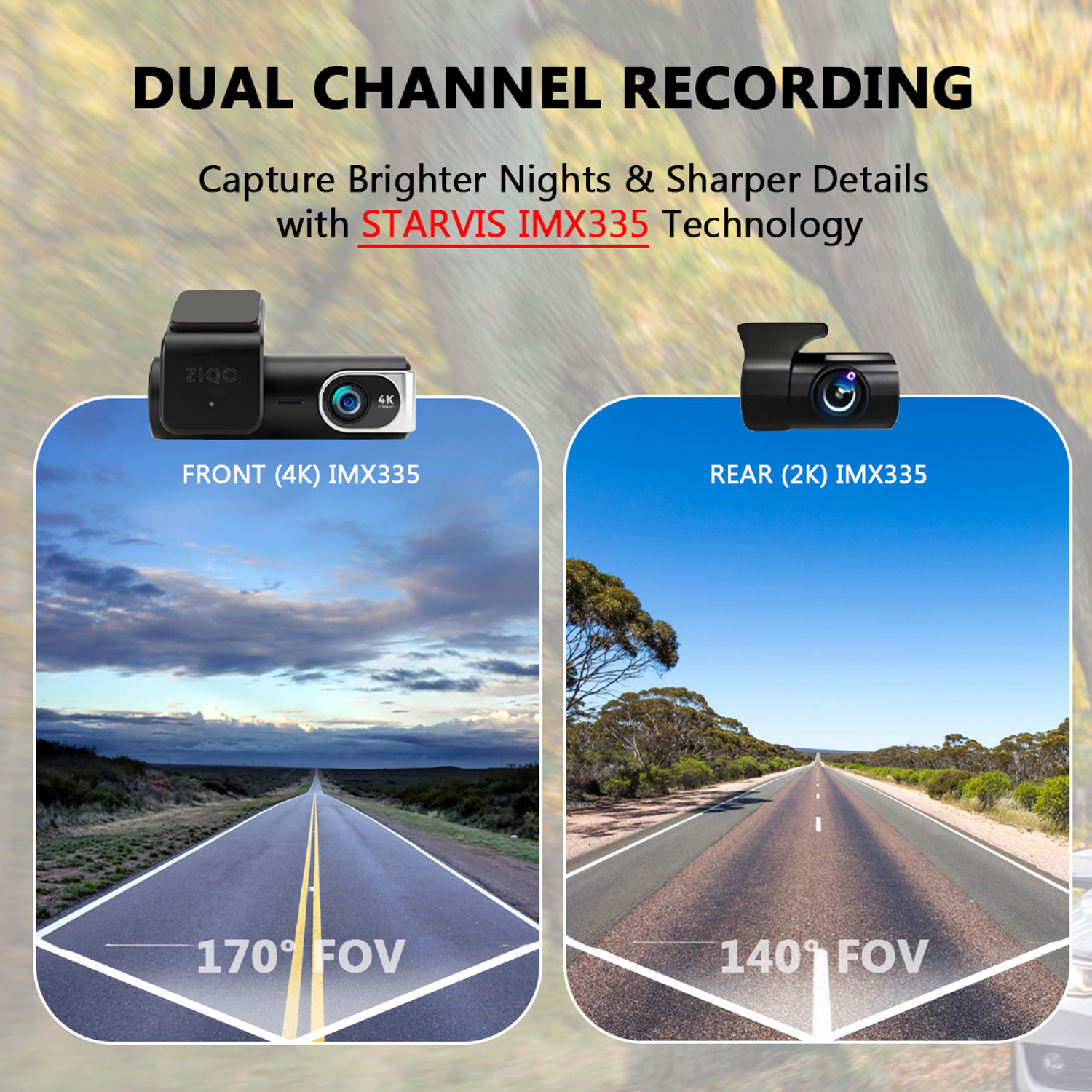 Image of ZIQO ZIQO A700 Dual Dash Cam 4K Front+2K Rear STARVIS 2 WiFi GPS Night Vision 170FOV In-car Camera System