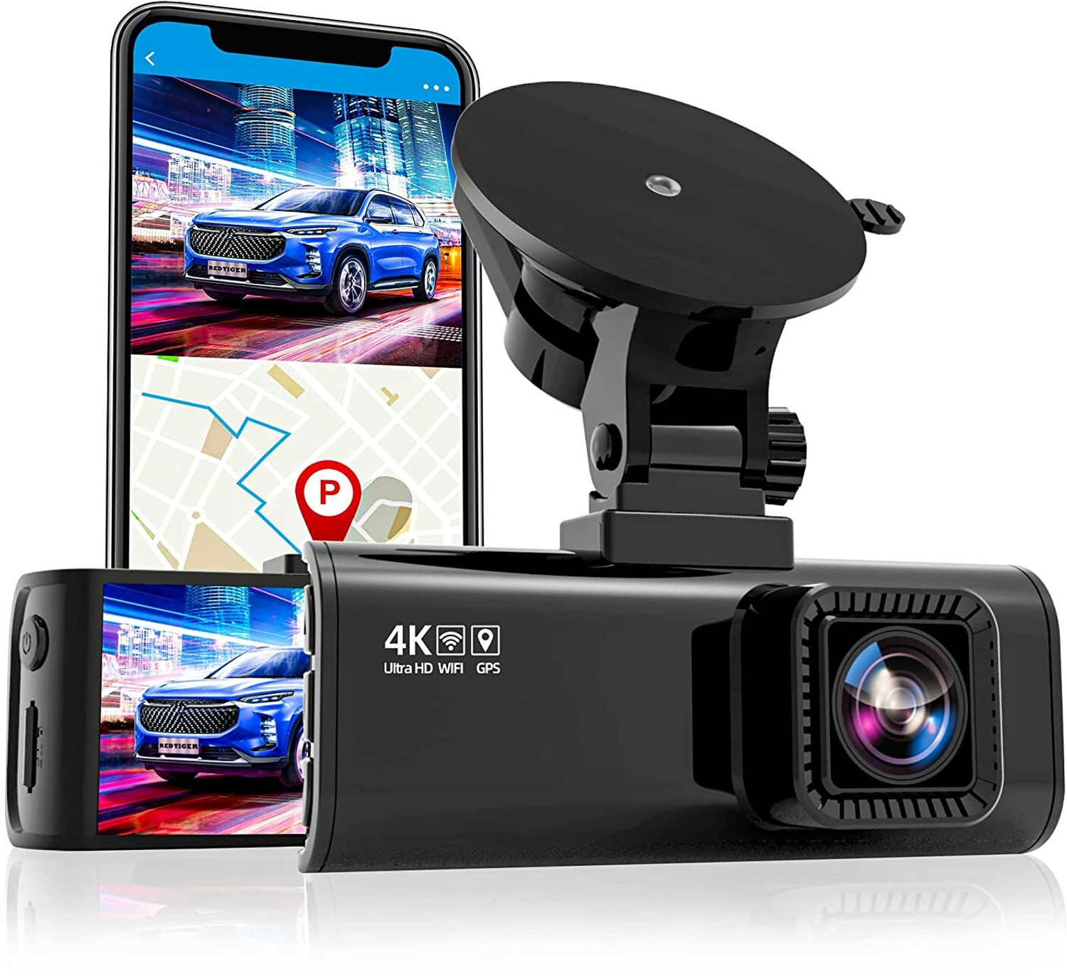 Image of Redtiger Wi-Fi GPS,3.16 inch LCD Screen,Night Vision,170 Wide Angle,WDR,G-Sensor Reverse Assist Camera System