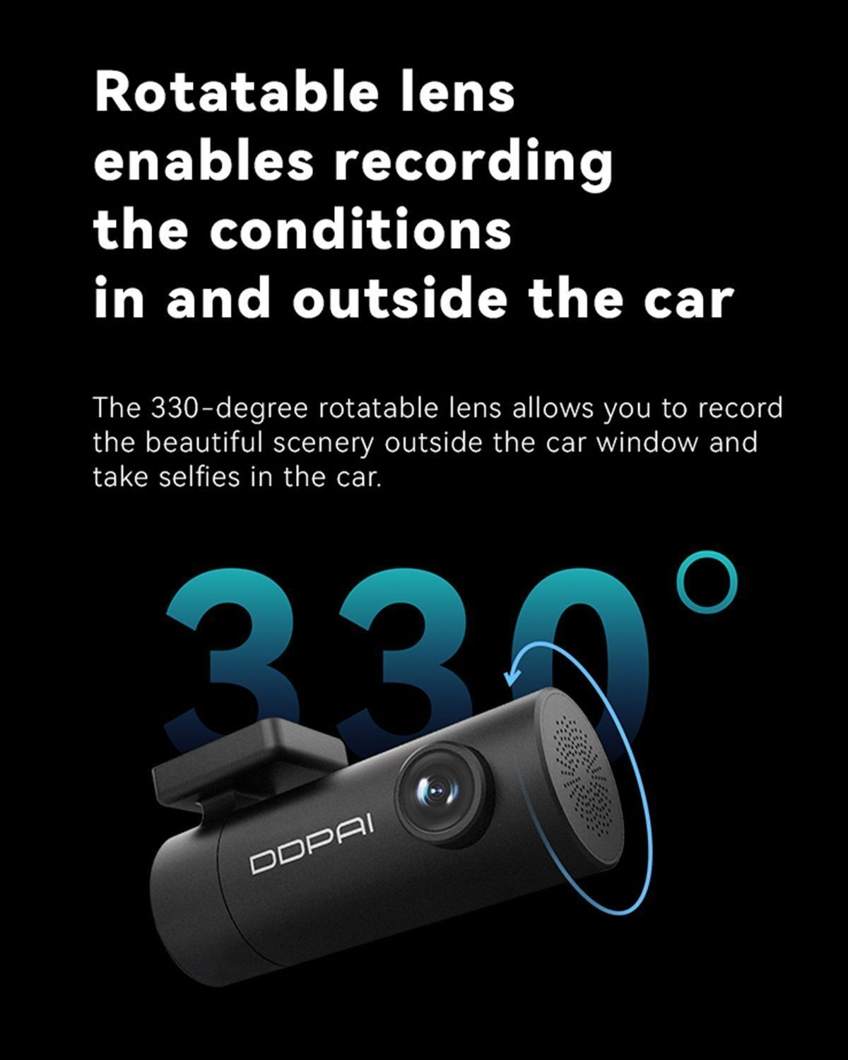 Image of DDPAI Dash Cam for Car with 140 Wide-Angle Lens, Night Vision, G-Sensor & App Control Dashboard Camera System