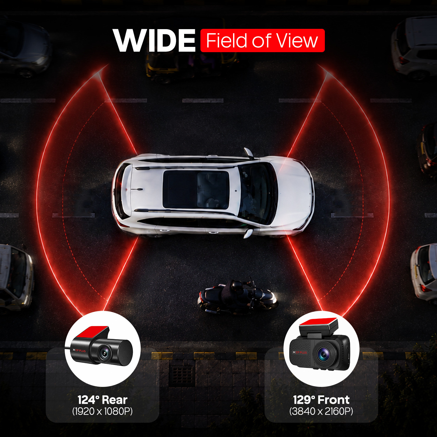 Image of CP PLUS 4K UHD Car Dashcam Front + Rear Sony Starvis 2 GPS 3 inch Display Dashboard Camera System