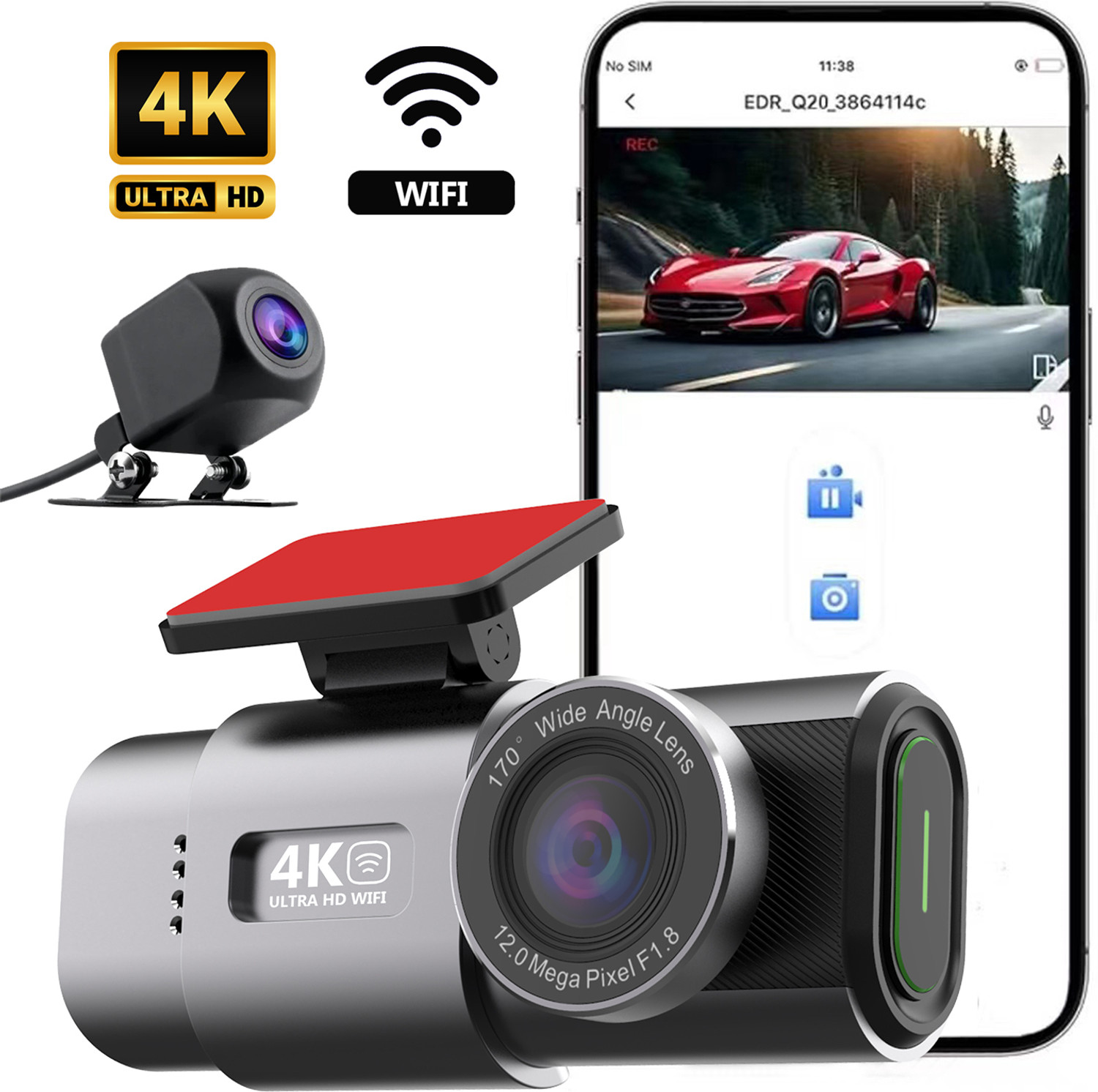 Image of SKOG Ultra HD WiFi dash camera, Car Dashboard, Reverse Assist Camera System