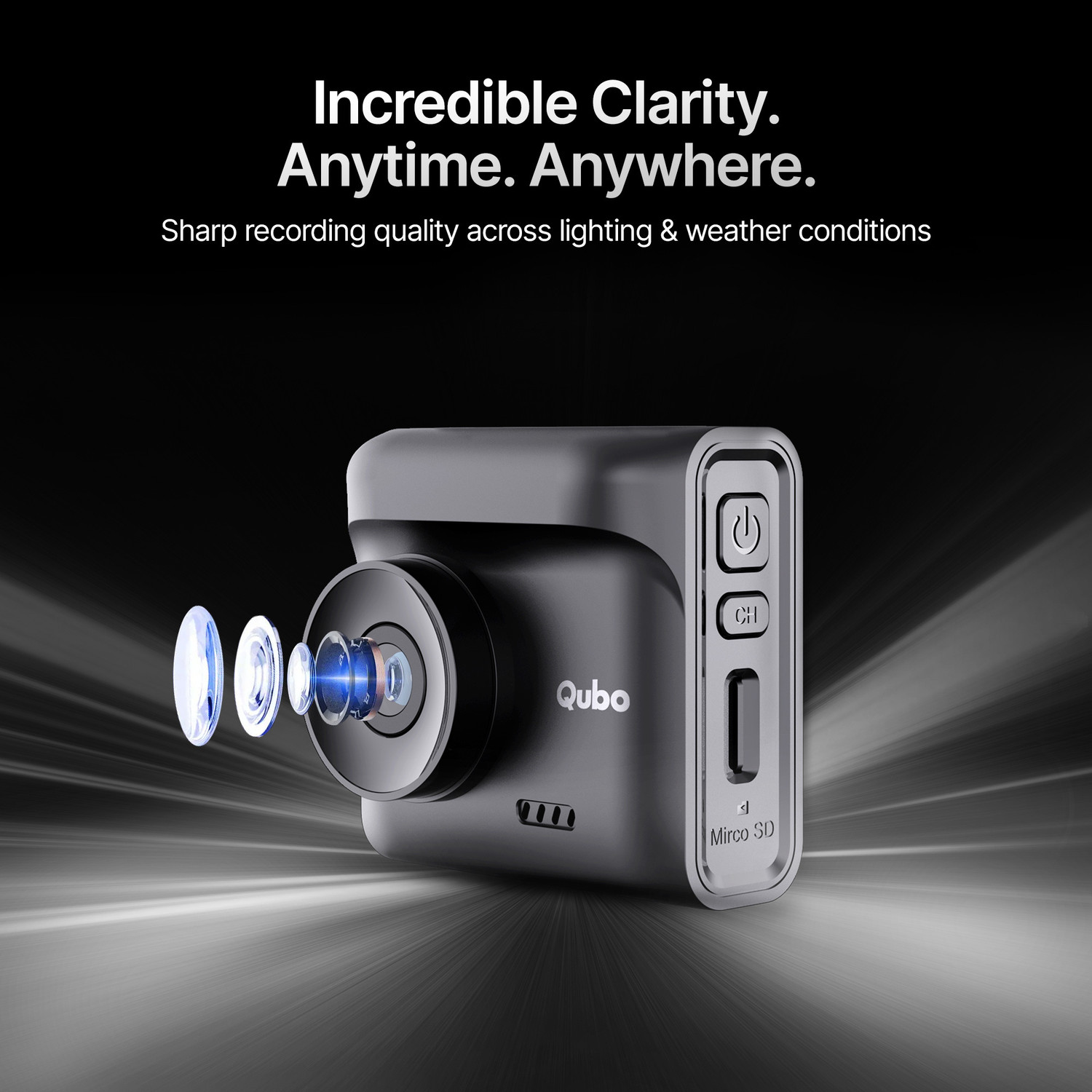 Image of Qubo Smart Dashcam Pro 2.7K + Rear| QHD+| 5MP & 2MP| NightPulse Vision| GPS| 2LCD In-car Camera System