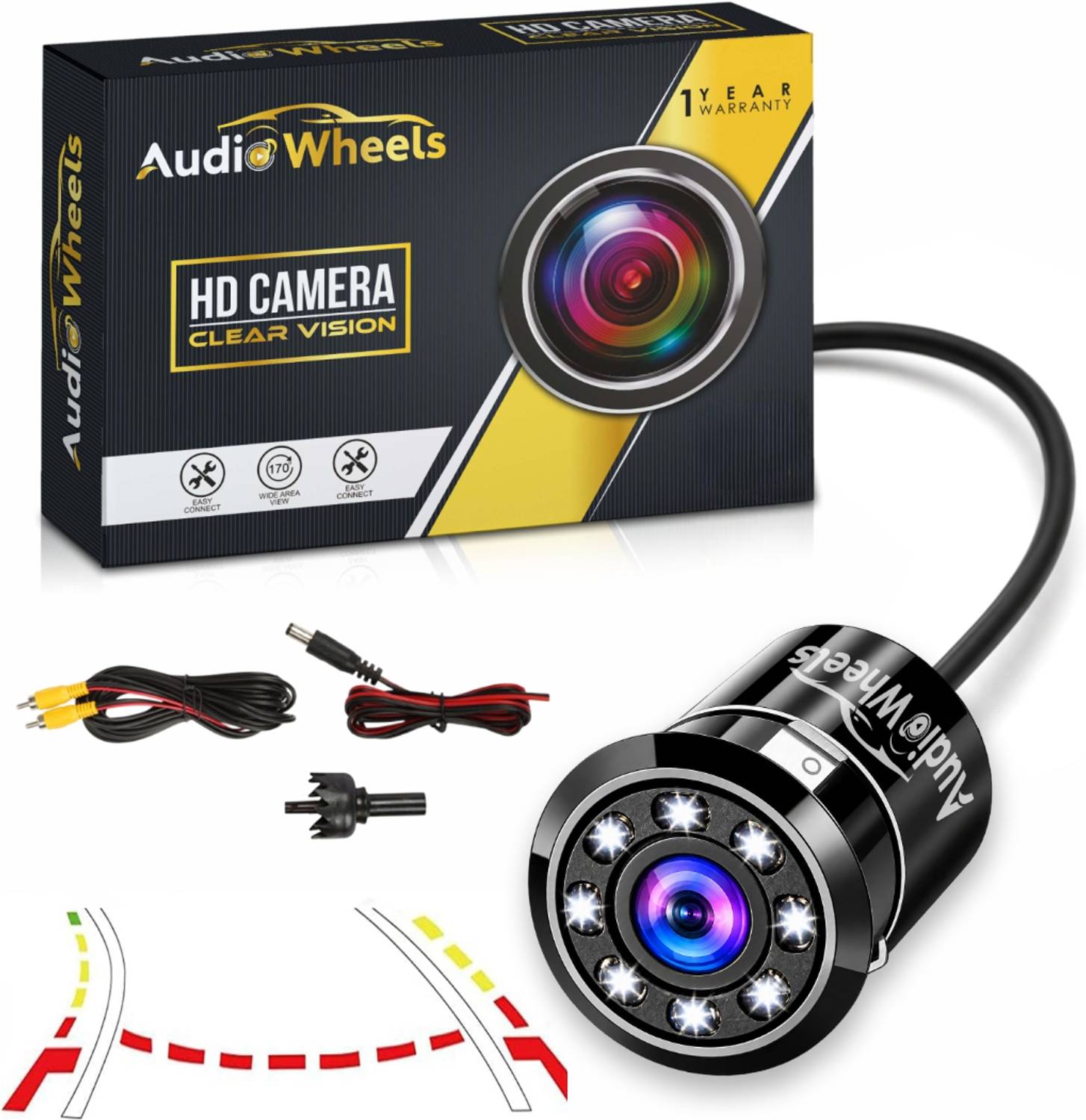 Audio Wheels Dynamic Path Guide Line With 150°Perfect View Angle Design Waterproof Universal Reverse Assist Camera System
