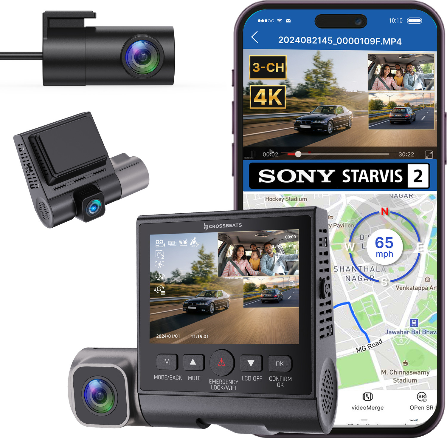 Image of CrossBeats RoadEye DC04-Dash cam In-car Camera System