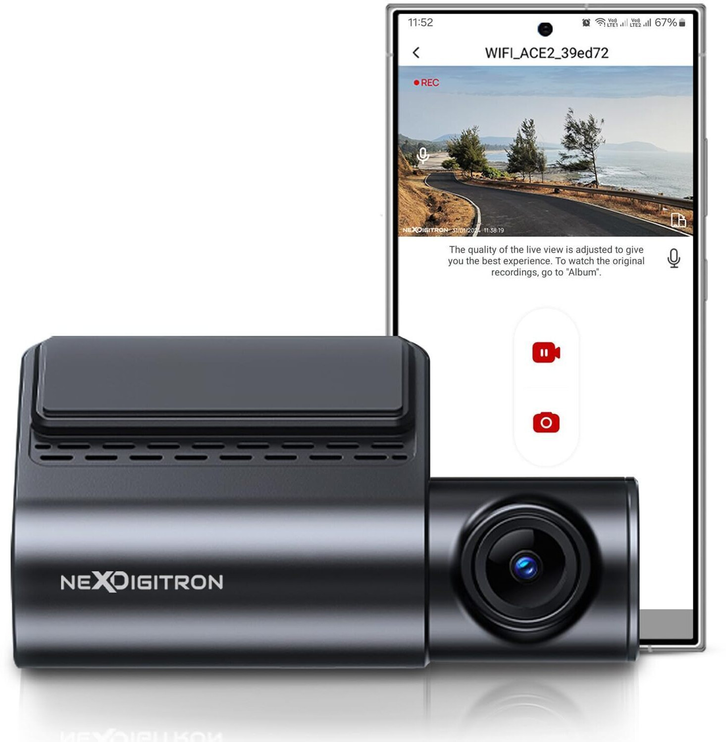Image of NEXDIGITRON ACE2 DashCam, Real 2K 1440P, Voice Control, Super-Capacitor,F1.8 6G Lens Reverse Assist Camera System