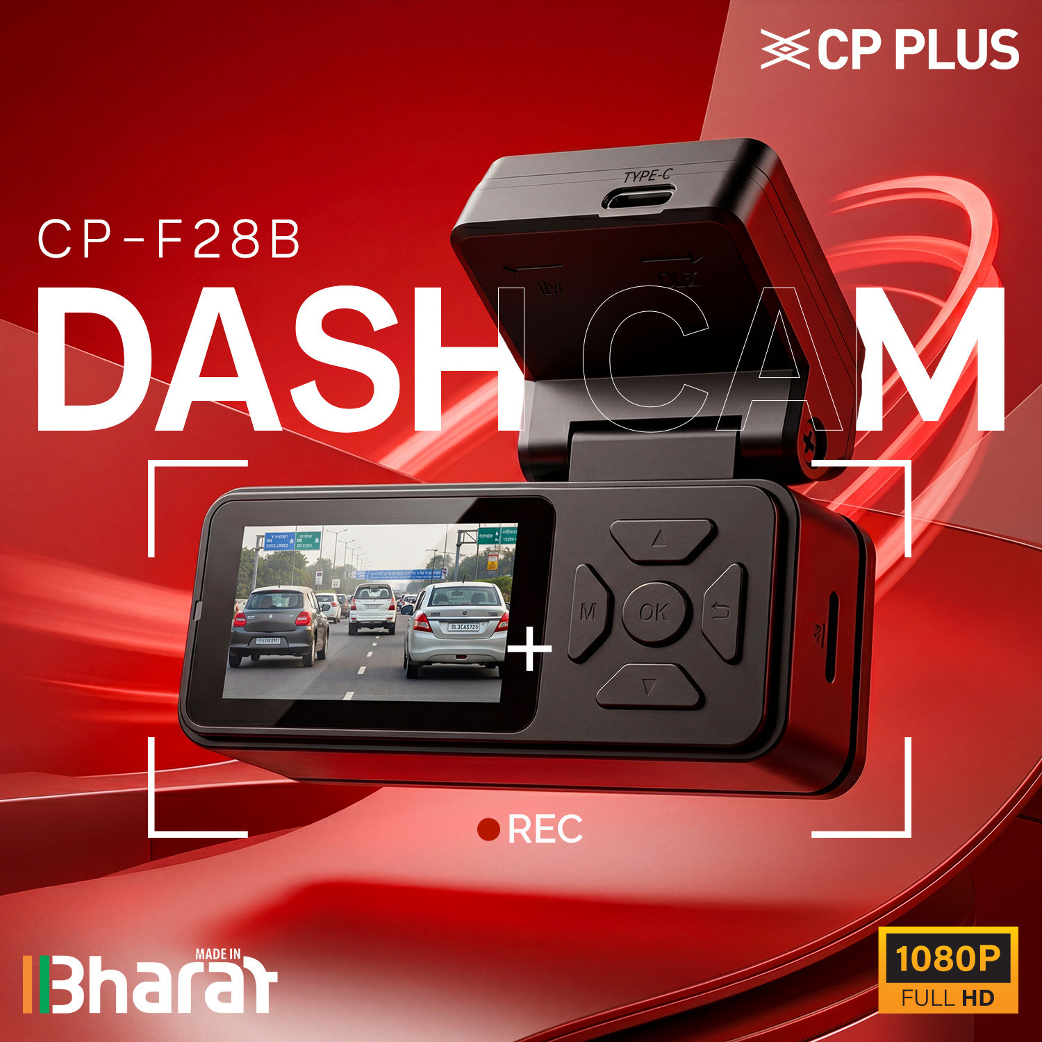 Image of CP PLUS Full HD Car Dashcam Front + Rear GPS 1.9 inch Display Night Vision Dashboard Camera System
