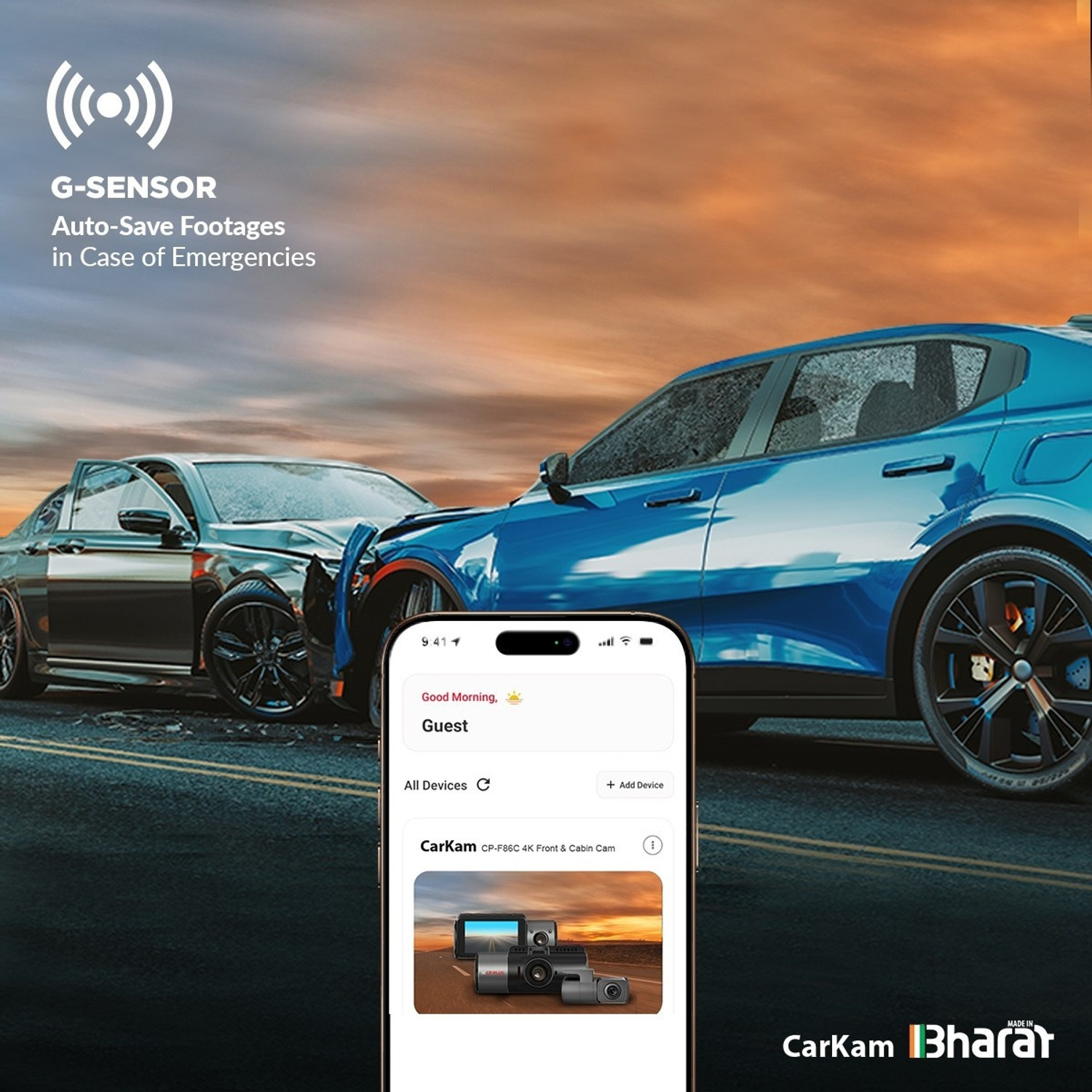 Image of CP PLUS CP-F86C 4K Dashcam with Cabin & Rear Support, GPS & Night Vision Dashboard Camera System