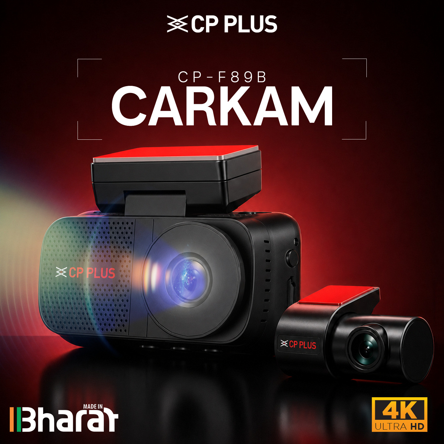 Image of CP PLUS 4K UHD Car Dashcam Front + Rear Sony Starvis 2 GPS 3 inch Display Dashboard Camera System