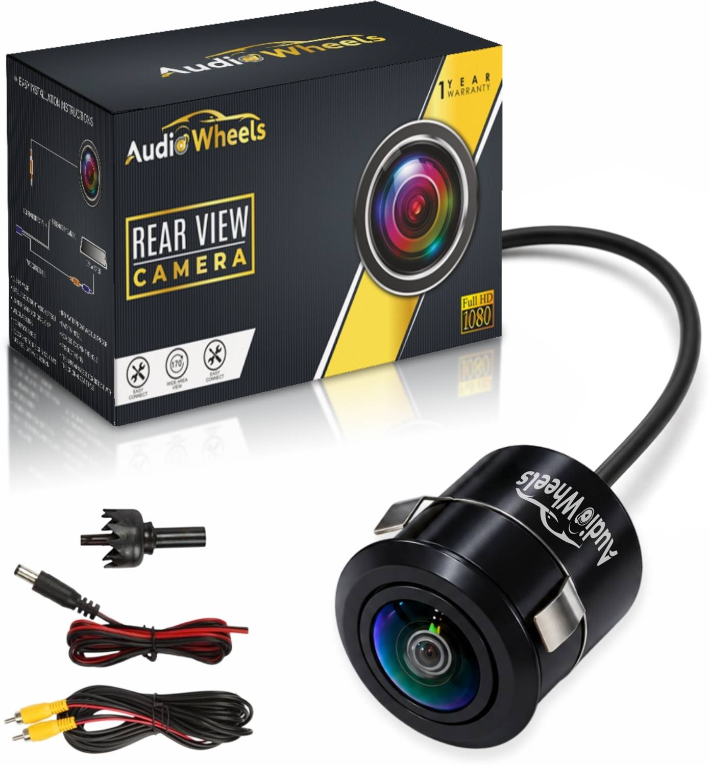 Audio Wheels Car AHD 1080P with 170 Degree Wide Angle, IP67 Waterproof Switchable Reverse Assist Camera System