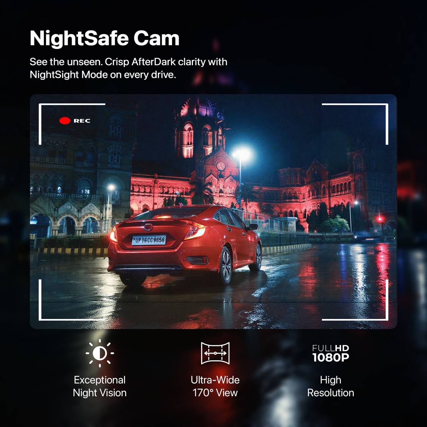 IZI Drive360 Dash Cam for Car with 360° Rotatable Car Camera & AI