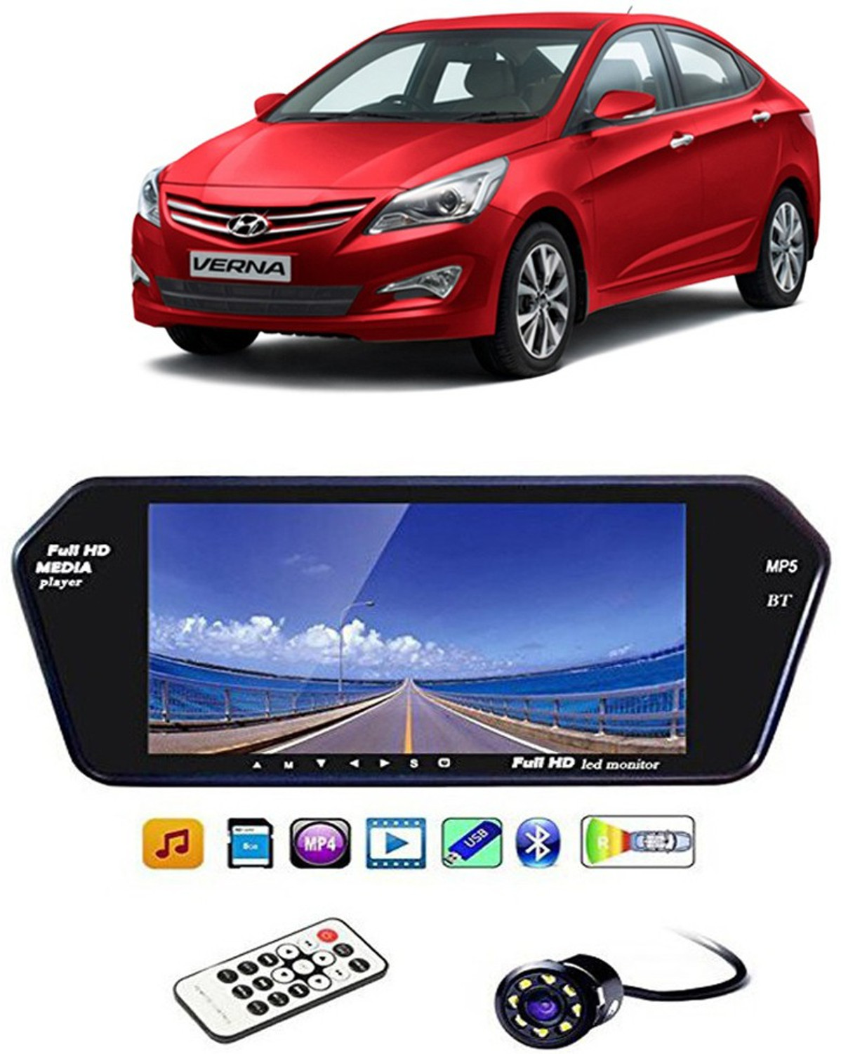 Image of Enfield Works 7InchFull HD Touch Screen Bluetooth LED Screen & LED Reverse Camera E-4136 Reverse Assist Camera System