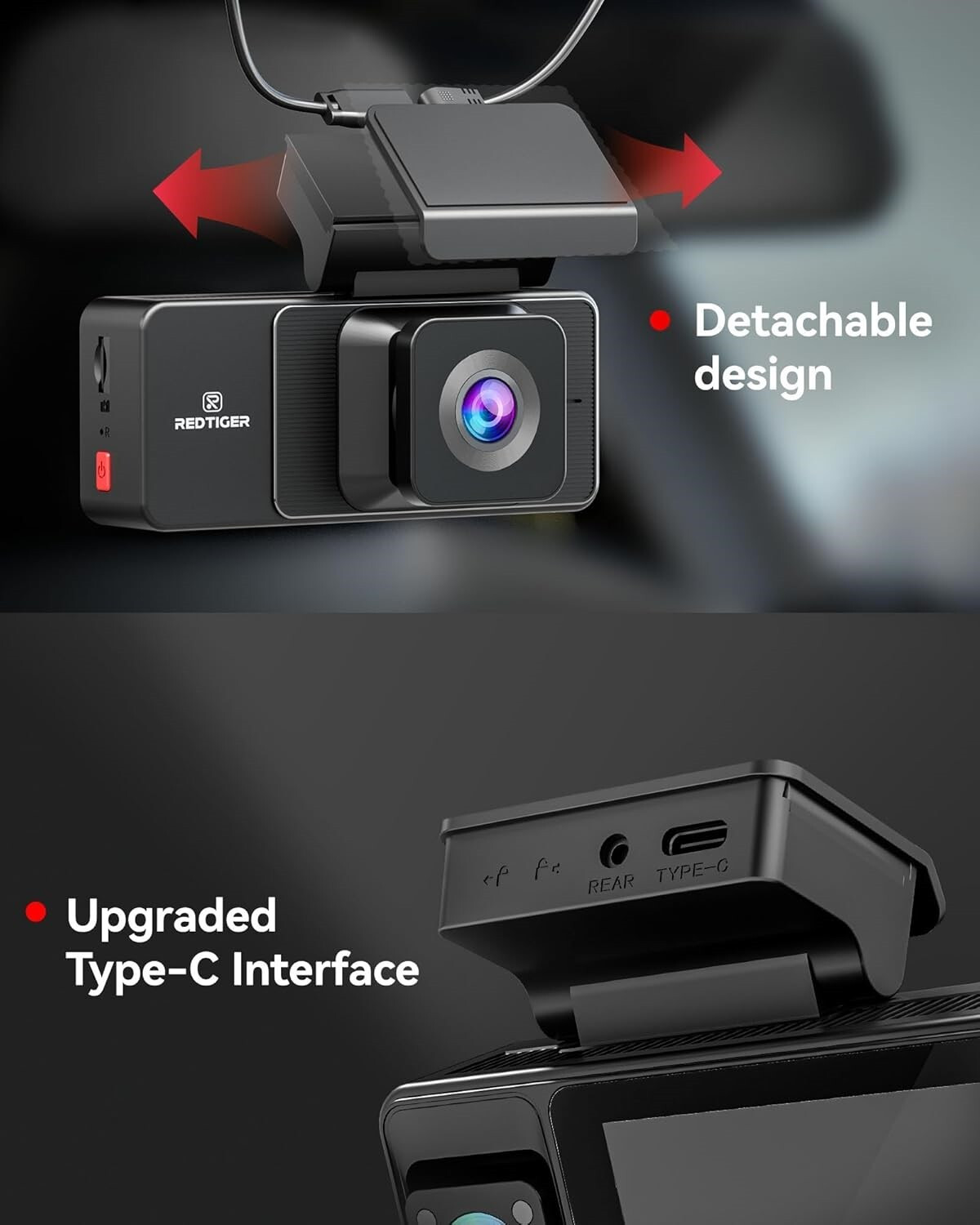 Image of Redtiger A3 3CH Dash Cam 2.5K+1080P+1080P WiFi 3.18 inch Screen Front Rear Inside Dashboard Camera System