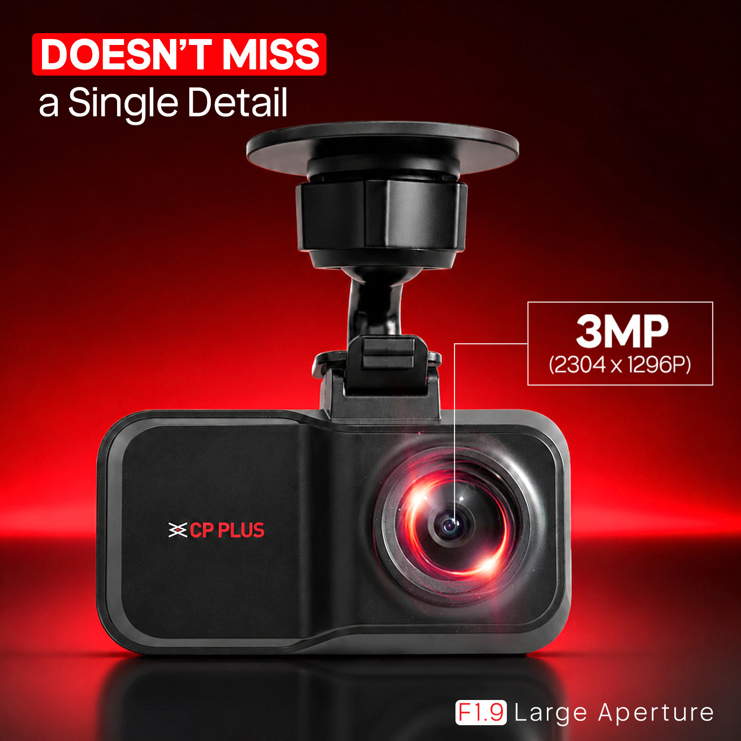 Image of CP PLUS 3MP Car Dashcam Full HD+ G-Sensor Wide Angle View Night Vision Dashboard Camera System