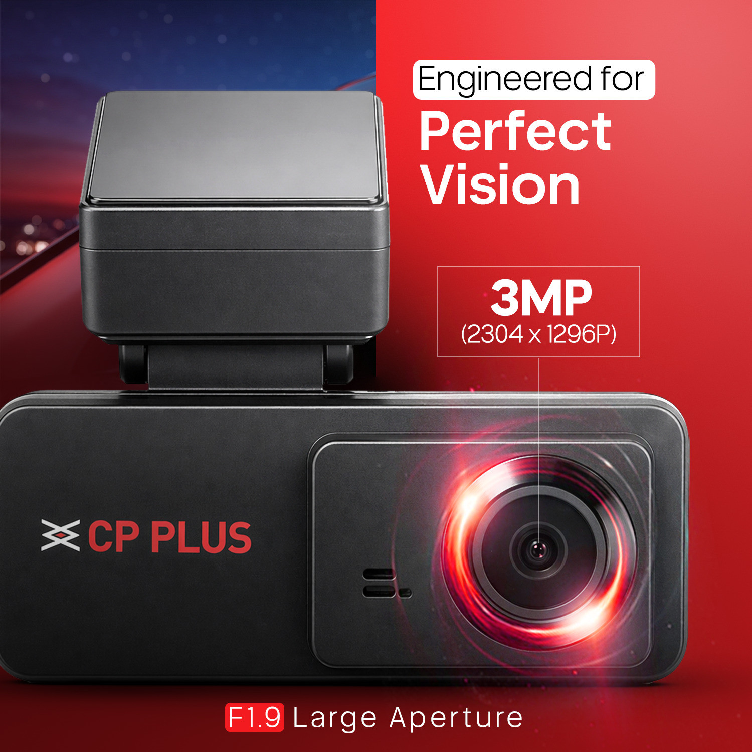 Image of CP PLUS 3MP Car Dashcam Full HD+ Live GPS 137 Angle View Night Vision Dashboard Camera System