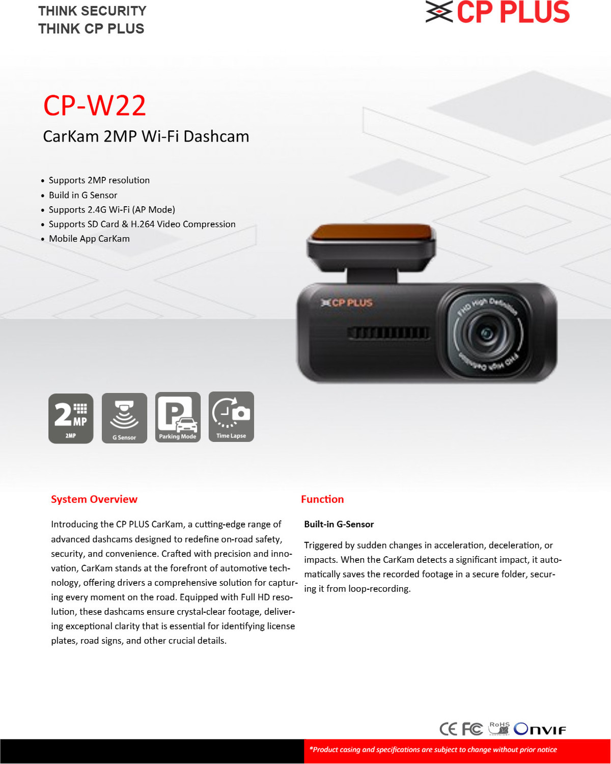 Image of CP PLUS CP-W22 CarKam In-car, Dashboard Camera System