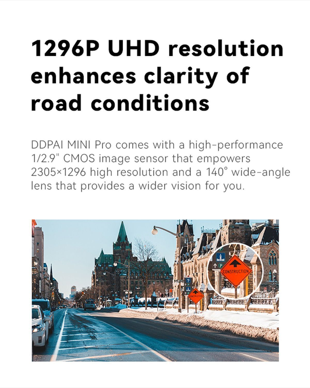 Image of DDPAI Dash Cam for Car with 140 Wide-Angle Lens, Night Vision, G-Sensor & App Control Dashboard Camera System