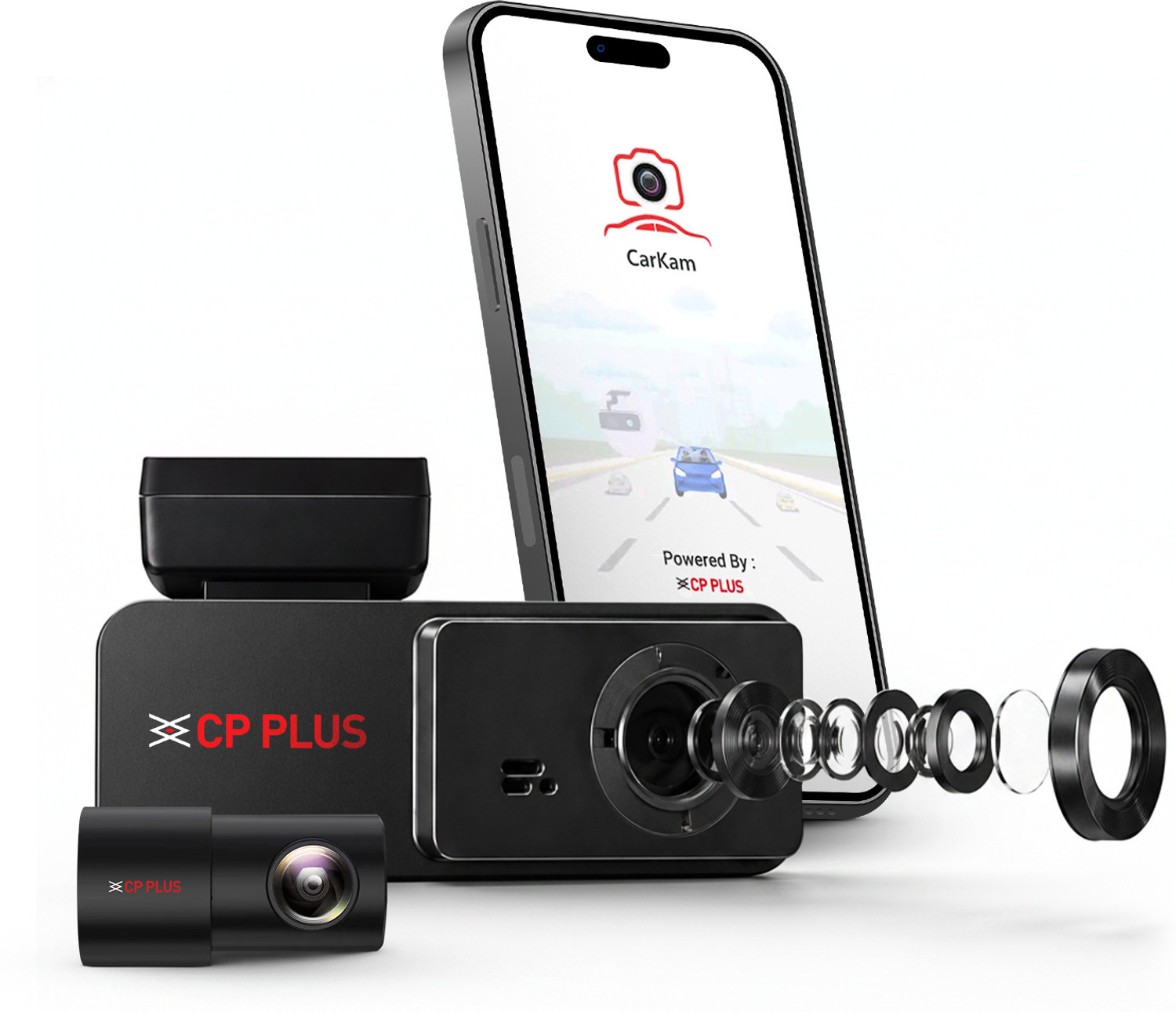 Image of CP PLUS Full HD Car Dashcam Front + Rear GPS 1.9 inch Display Night Vision Dashboard Camera System