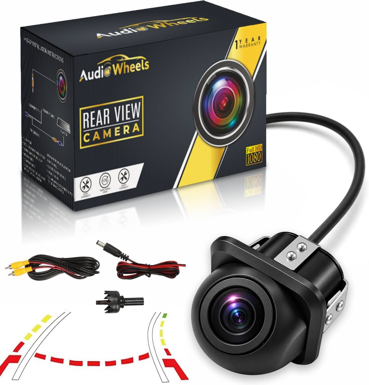 Audio Wheels Dome Fisheye Lens AHD Night Vision,Waterproof 170° Wide Angle Car Reverse Camera Reverse Assist Camera System