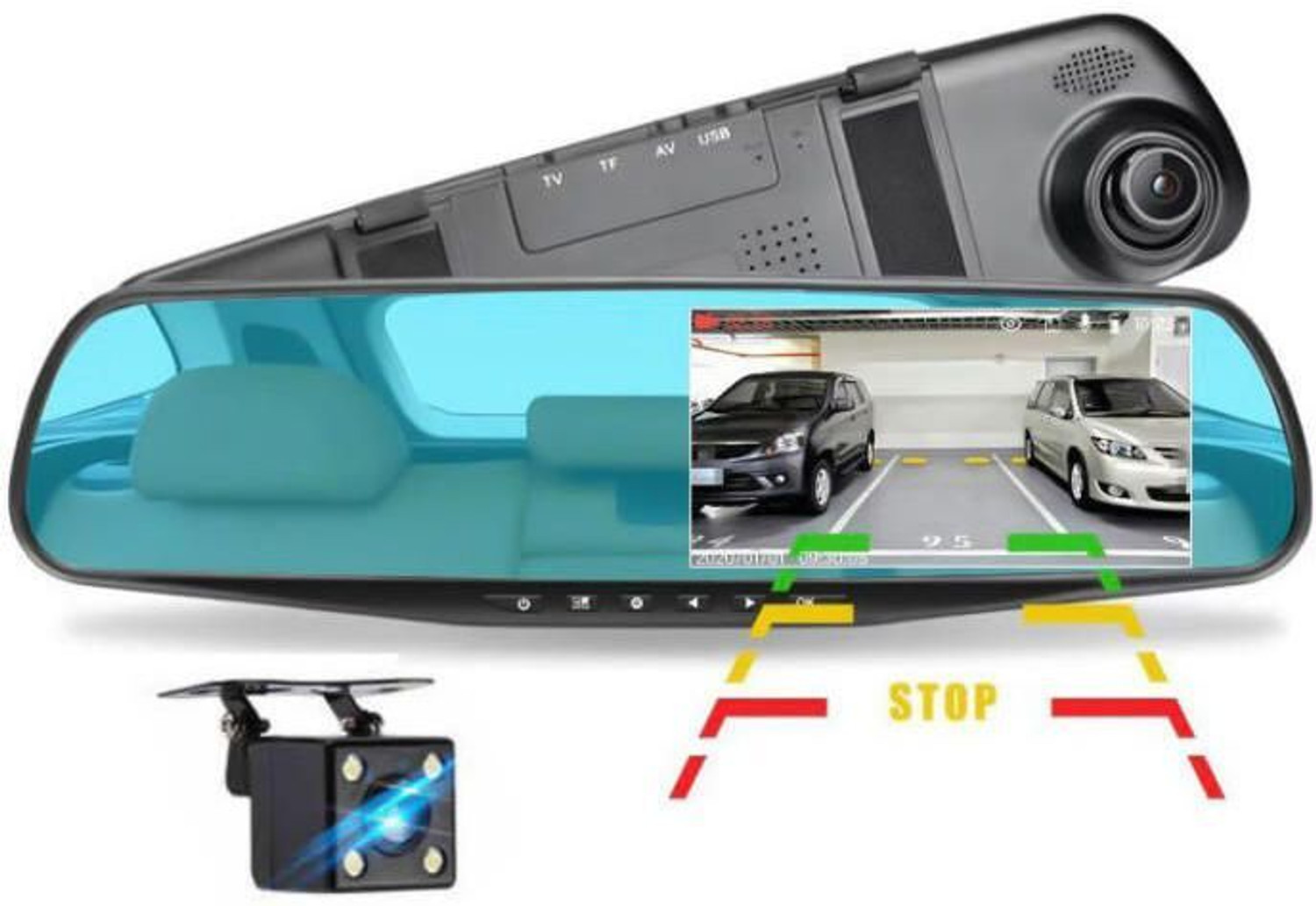 Image of GiftNow 4.3 inch Rearview Mirror 1080P Car DVR Dual Lens Video Recorder Dash Cam In-car Camera System