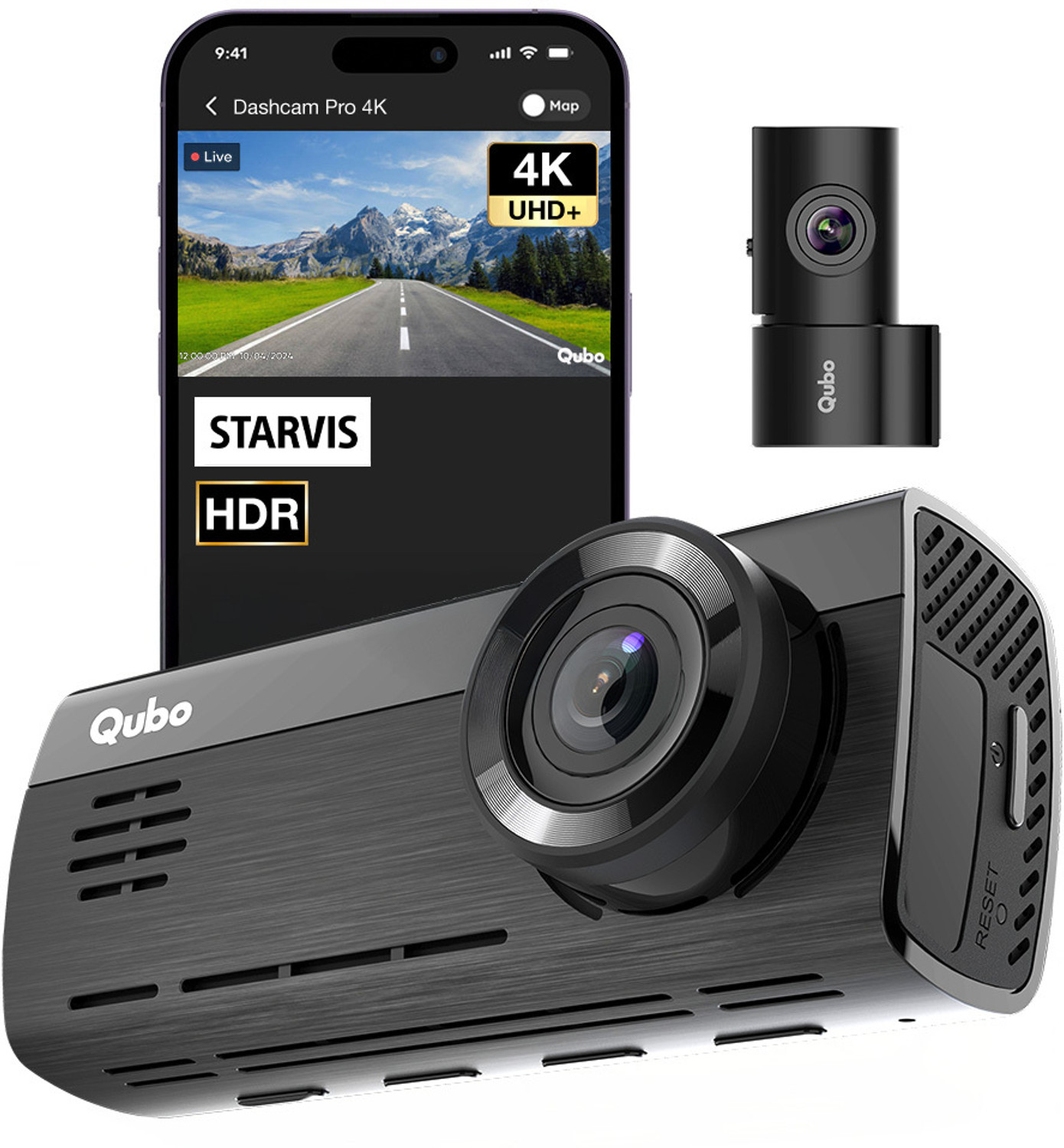 Image of Qubo Smart Dashcam Pro 4K + rear cam Dashboard Camera System