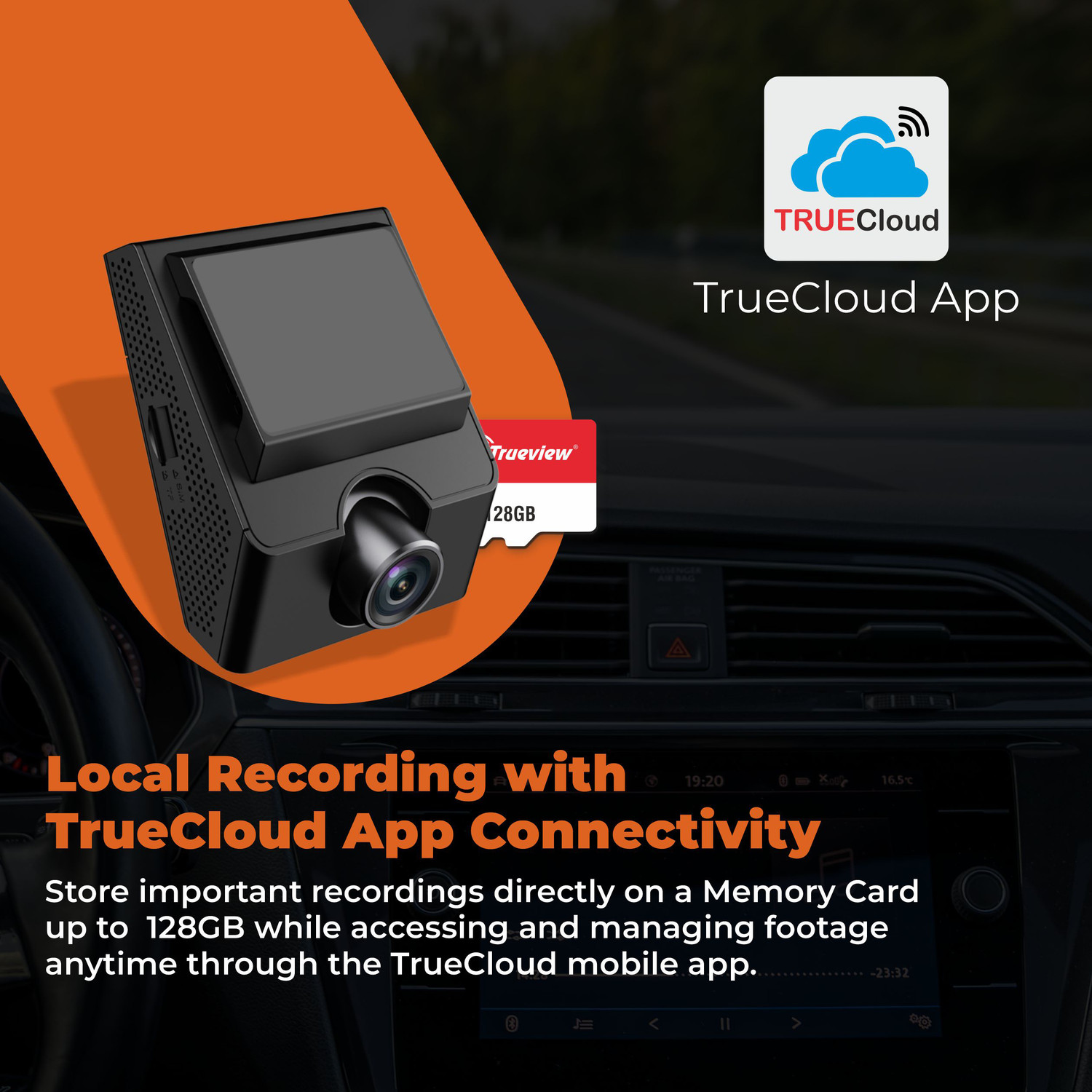 Image of Trueview Trueview 4G Dash Camera 2MP Full HD with GPS, Parking Monitoring, 127 Wide Dashboard Camera System