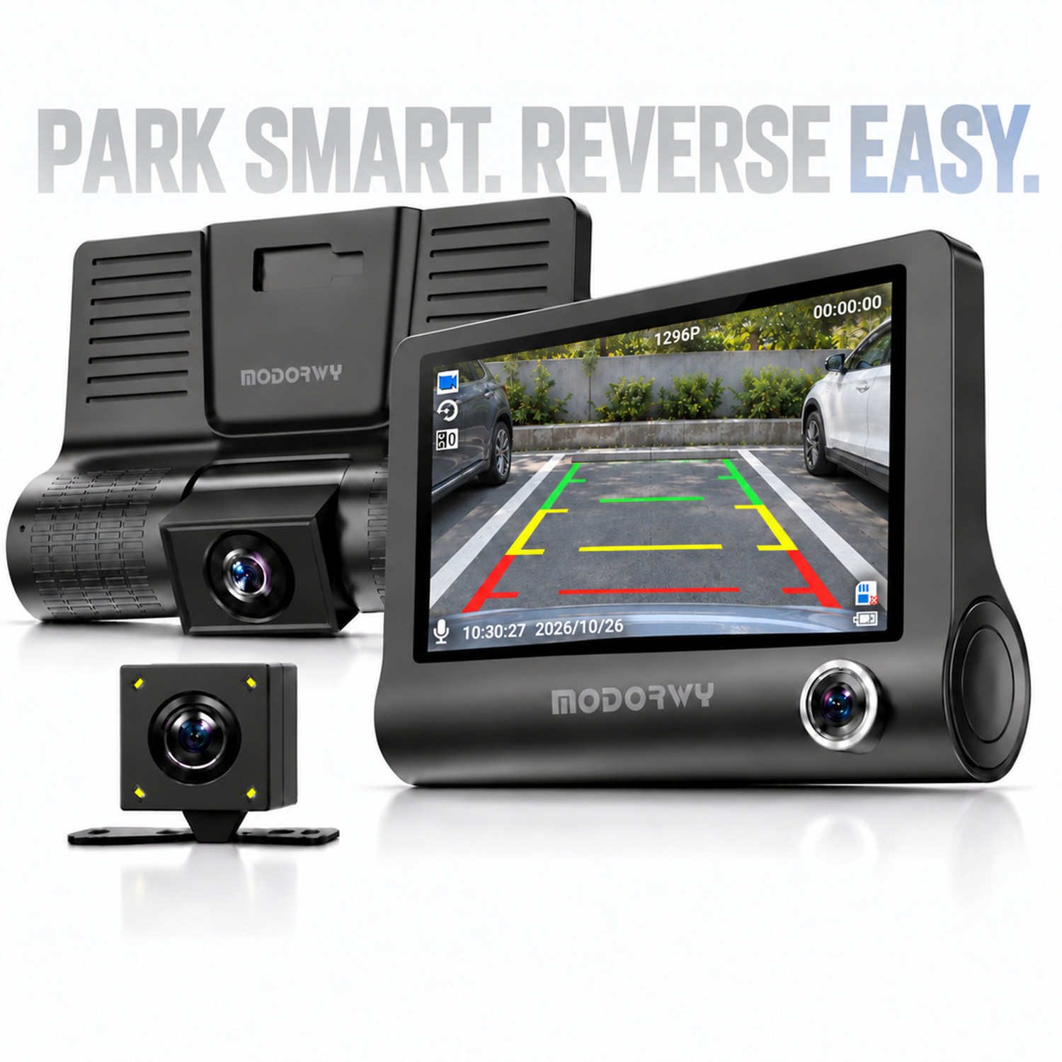 Image of Modorwy TRUVIS Car Dashboard Camera | Front Rear Cabin Recording | 1080P Full HD In-car Camera System (3 Camera, Full HD 1080P)