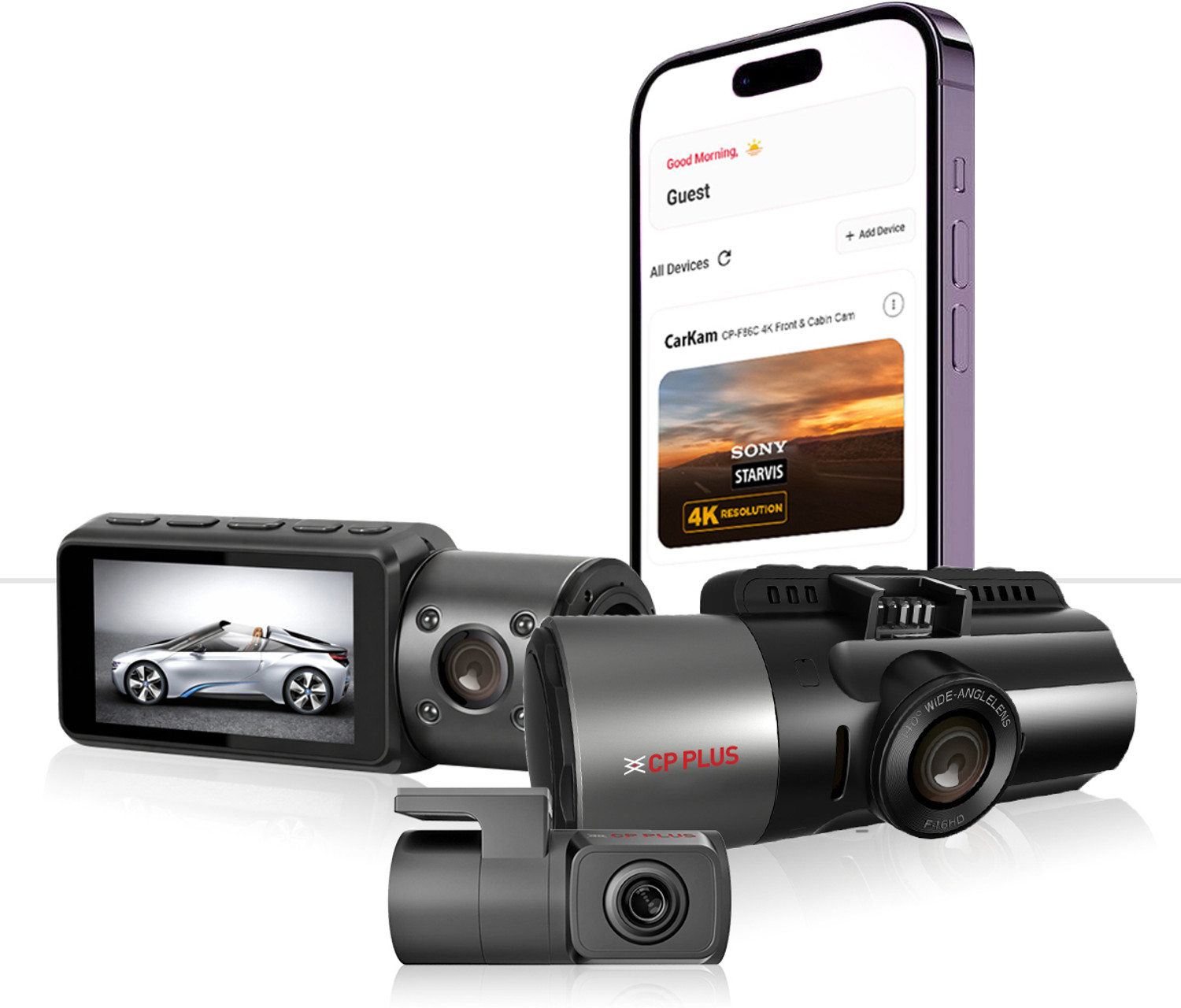 Image of CP PLUS CP-F86C 4K Dashcam with Cabin & Rear Support, GPS & Night Vision Dashboard Camera System