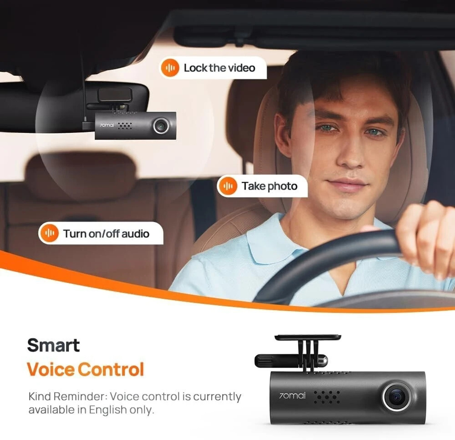 Image of 70MAI M310 DashCam, 2K Resolution, Type-C, Voice Control, WiFi & App In-car Camera System