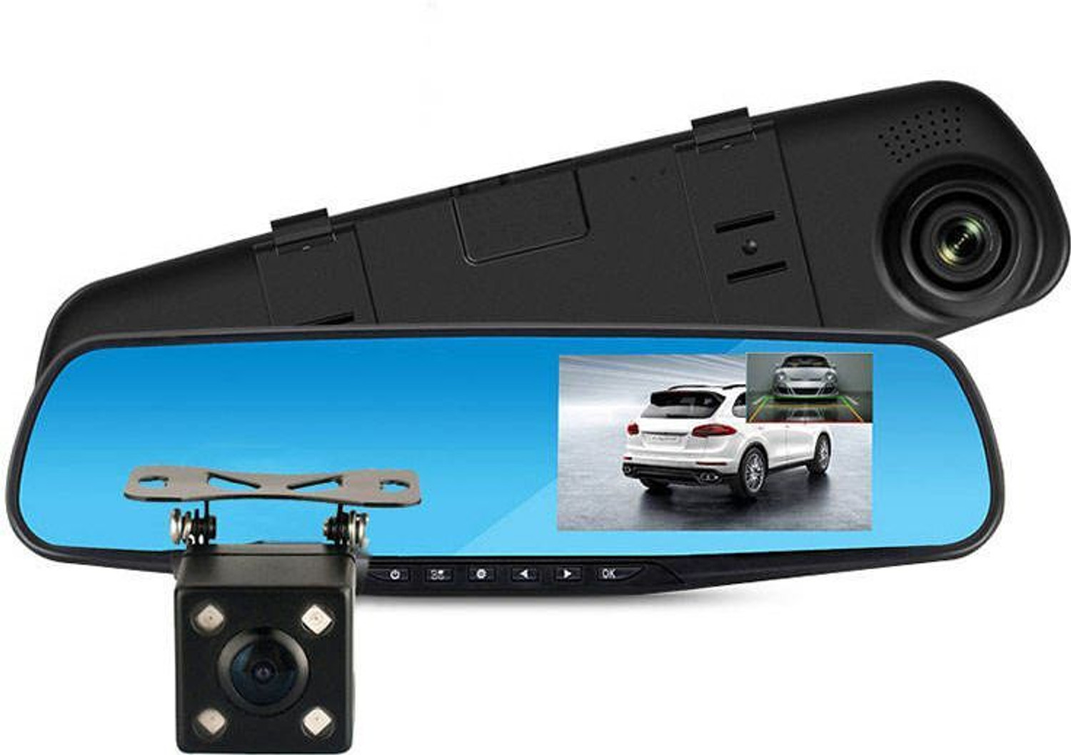 Image of GiftNow 4.3 inch Rearview Mirror 1080P Car DVR Dual Lens Video Recorder Dash Cam In-car Camera System